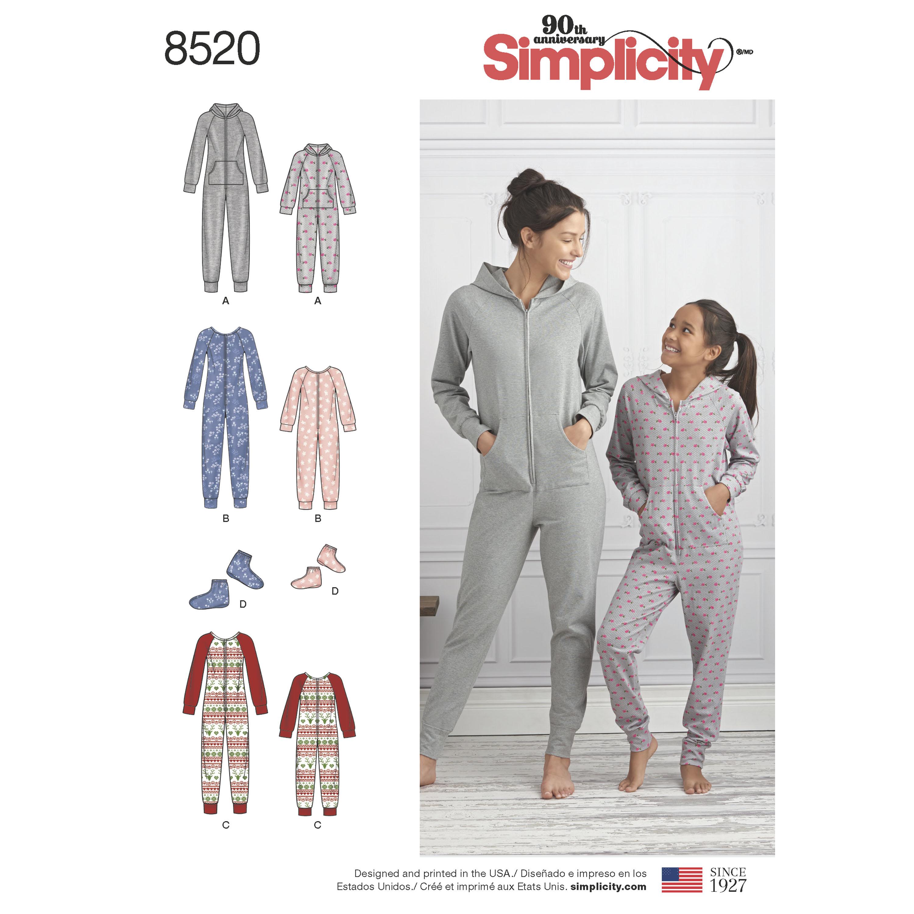 Simplicity S8520 Giris' and Misses' Jumpsuits and Booties