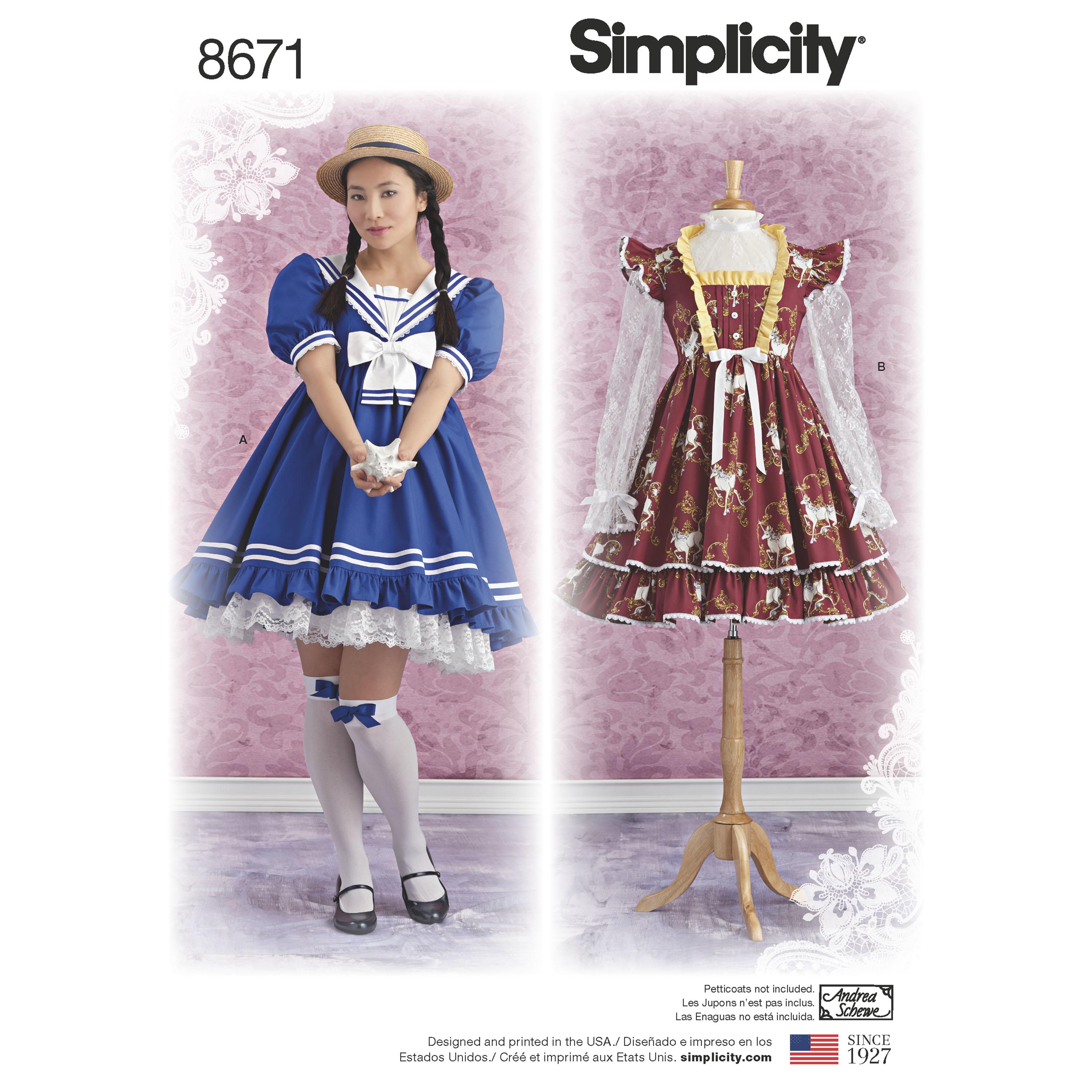 Simplicity S8671 Womens Lolita Costume Dresses