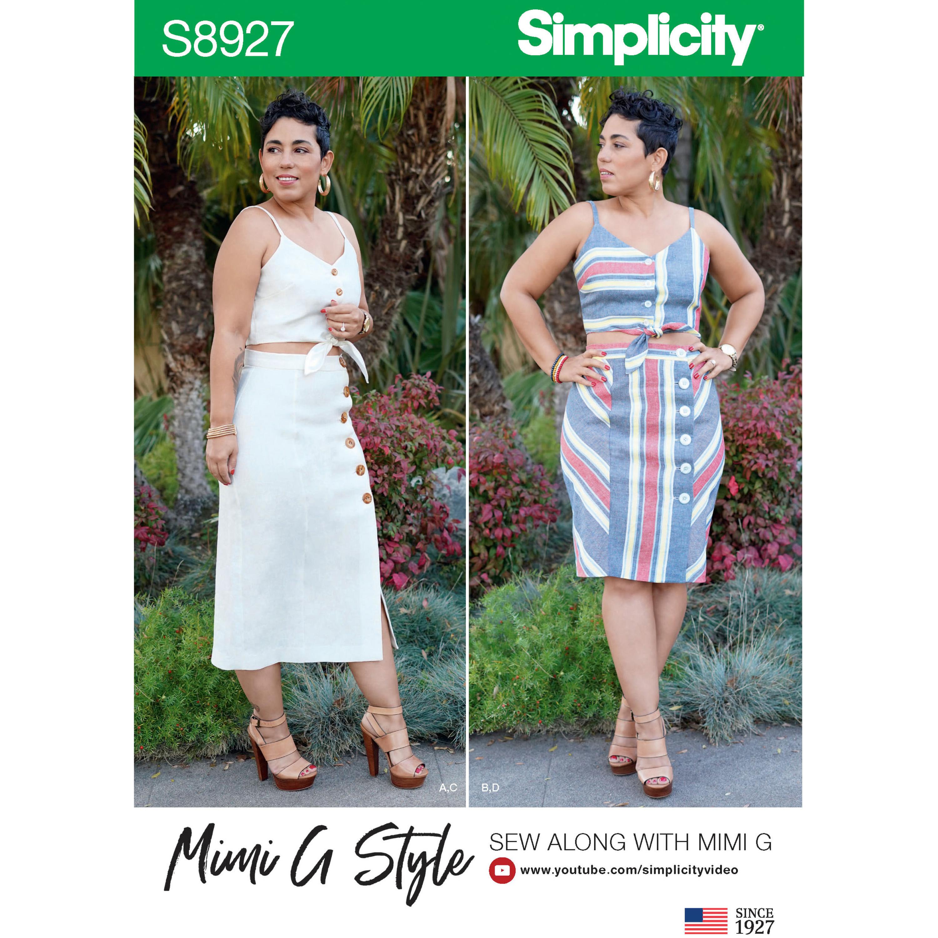 Simplicity S8927 Misses' Tie Front Tops and Skirts by Mimi G Style