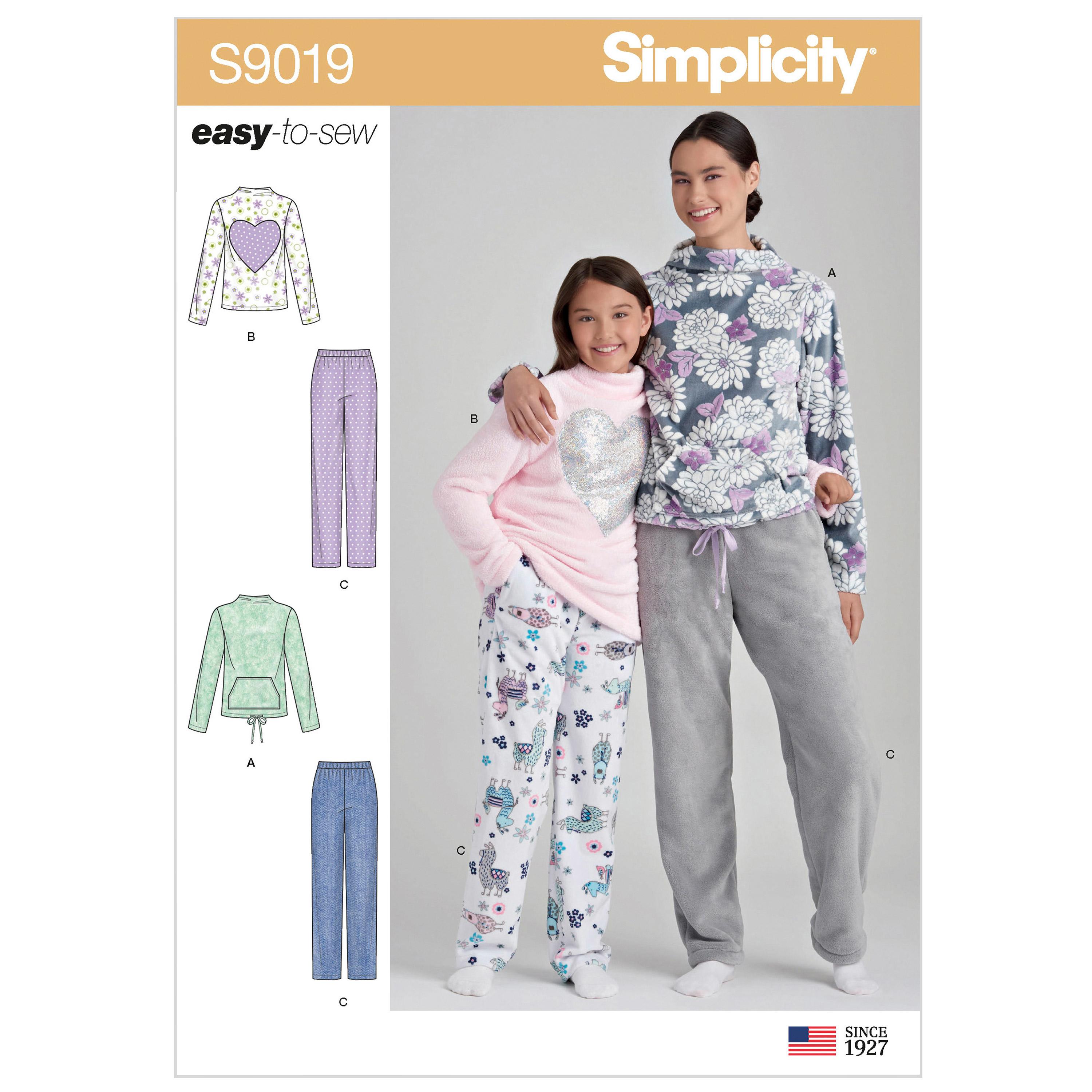 Simplicity S9019 Girls' & Misses' Loungewear