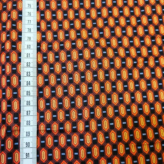 Orange Aztec Pattern Cotton Lawn