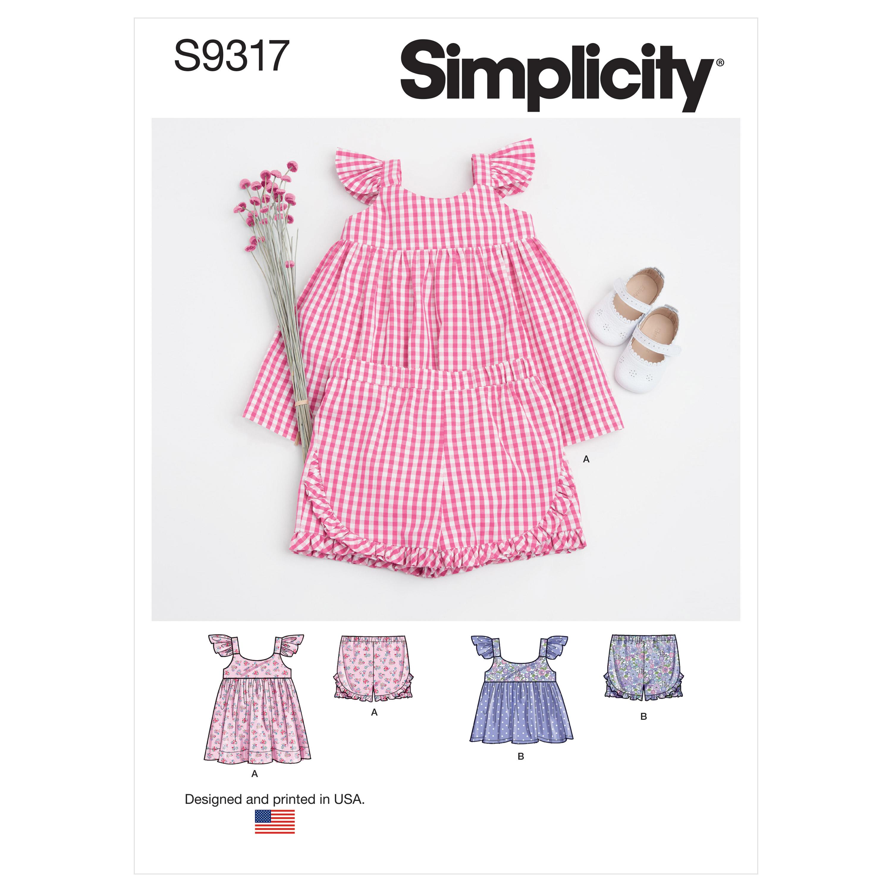 Simplicity Sewing Pattern S9317 Babies' Dress, Top and Shorts