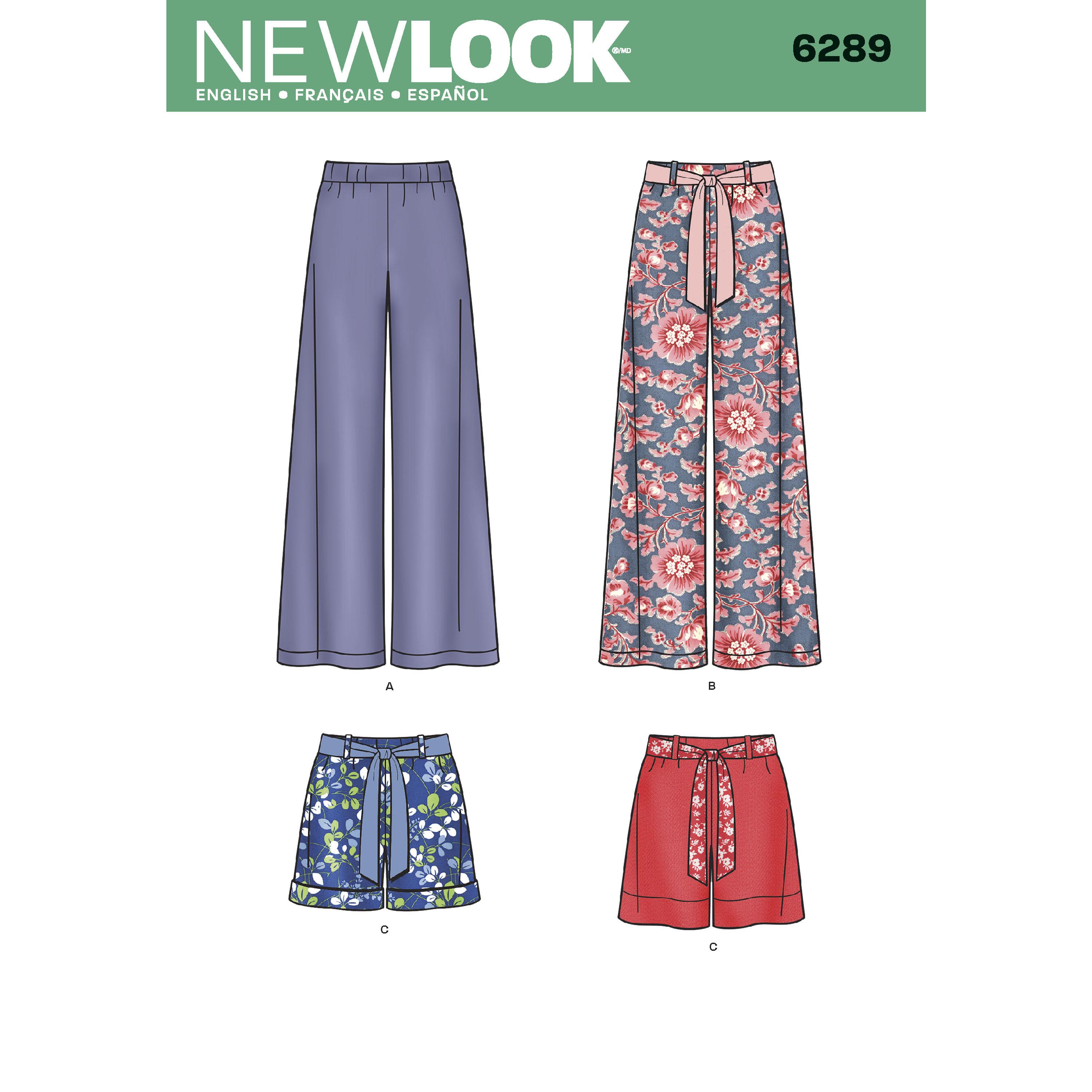NewLook N6289 Misses' Pull-on Pants or Shorts and Tie Belt