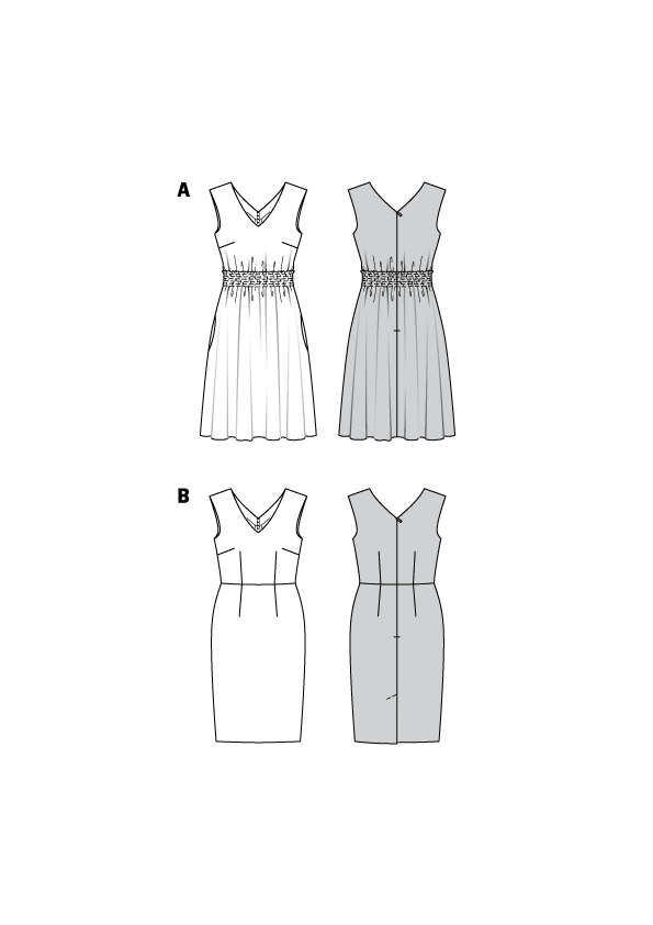 Burda B6228 Dress with Shirring Sewing Pattern