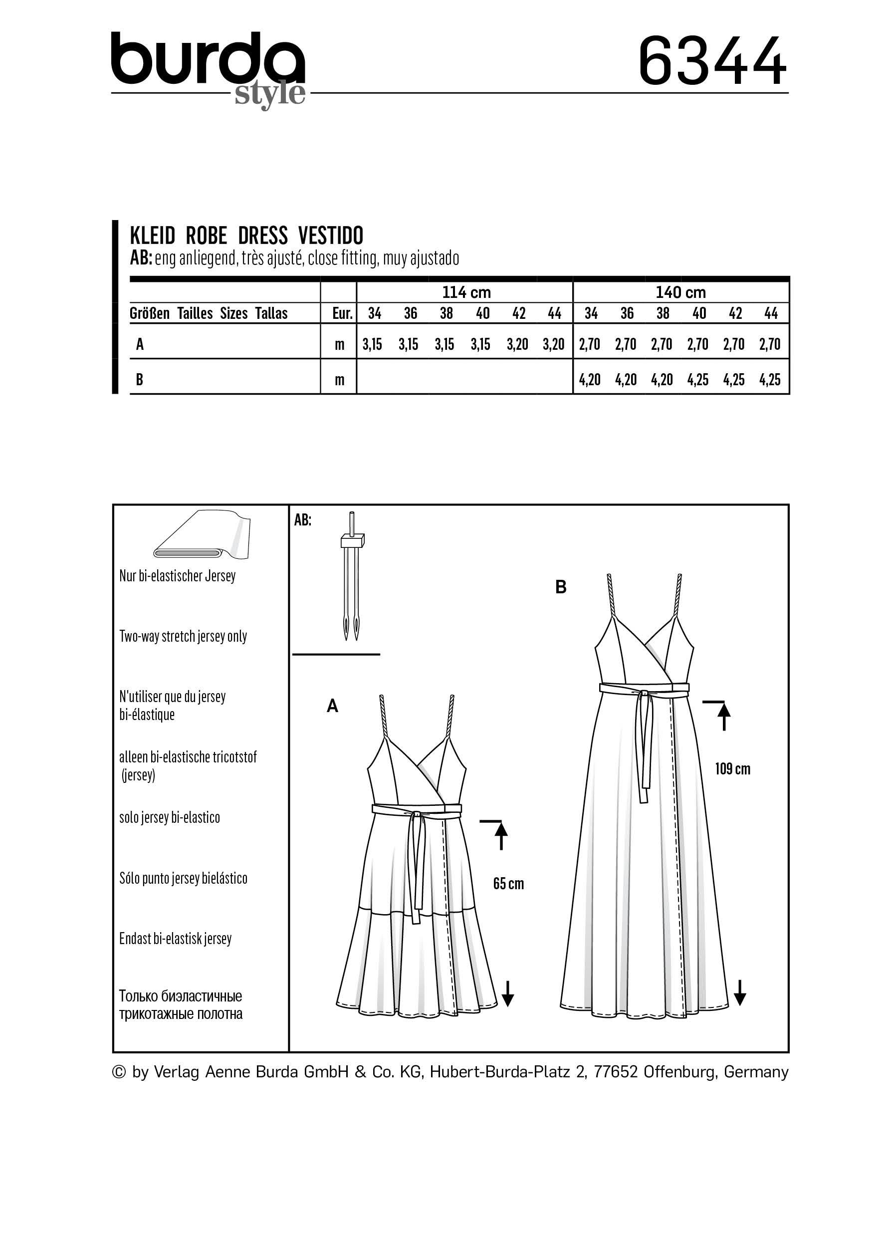 Burda 6344 Misses' wrap dress