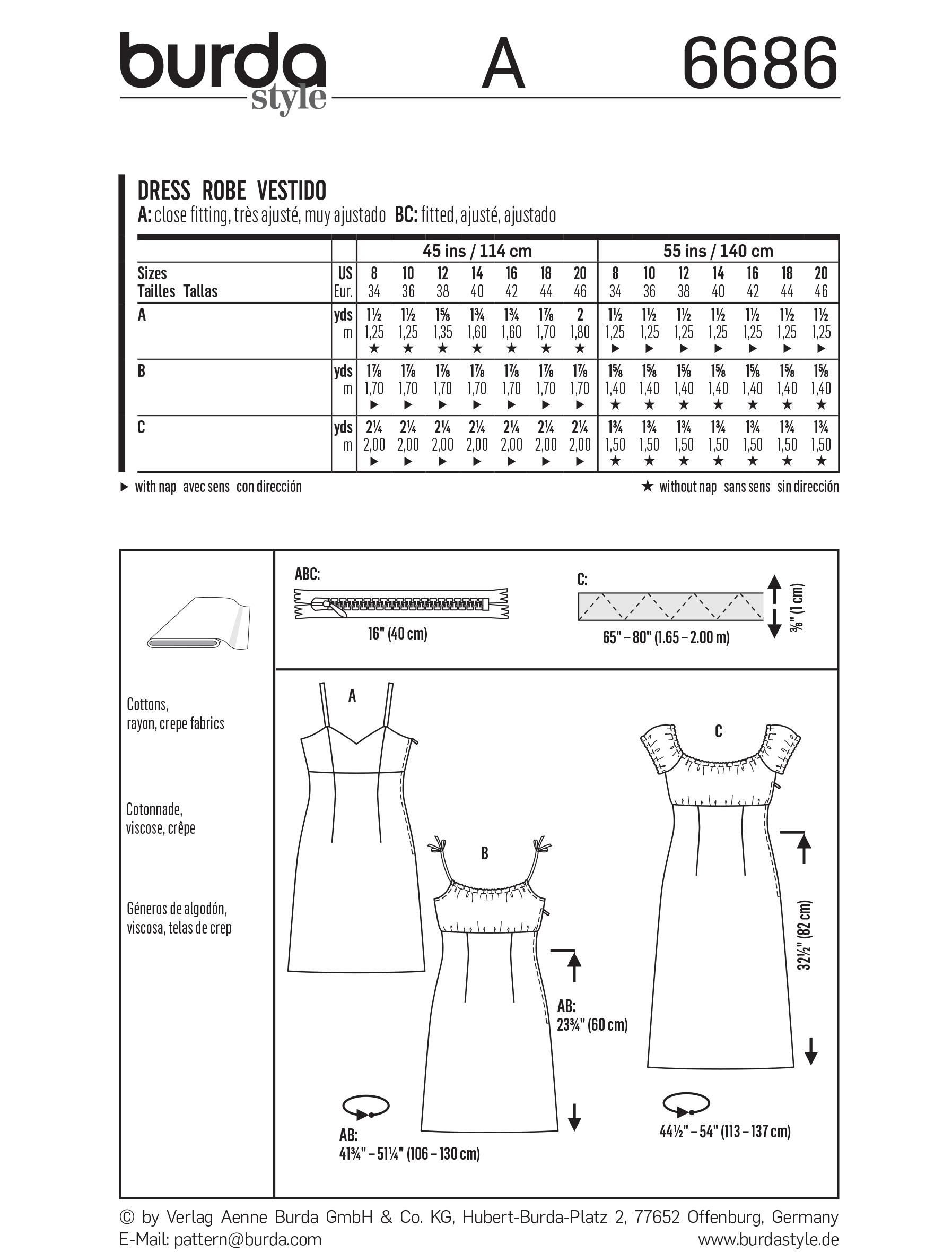 Burda B6686 Women's Dress Sewing Pattern