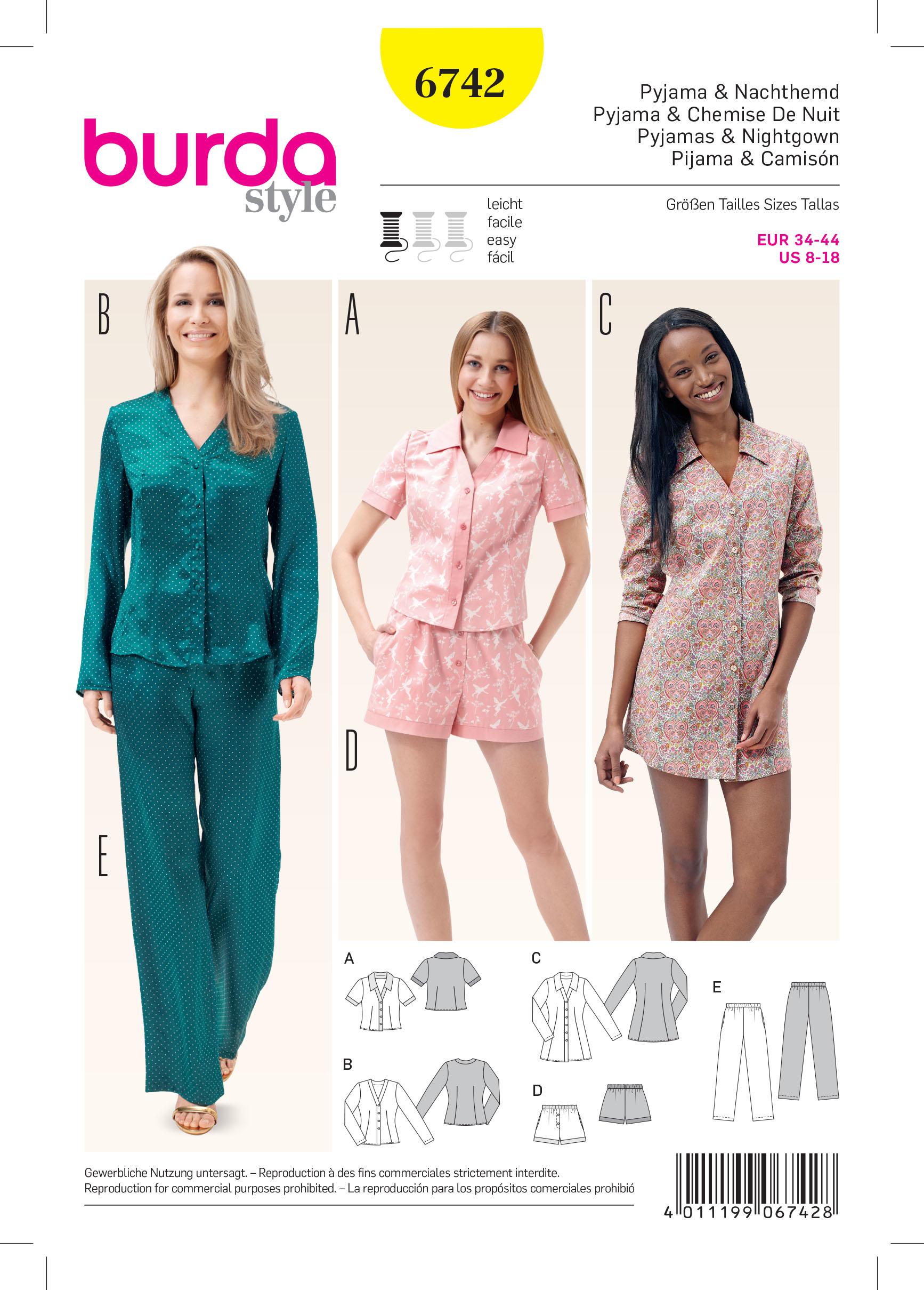 Burda B6742 Women's Sleepwear Sewing Pattern