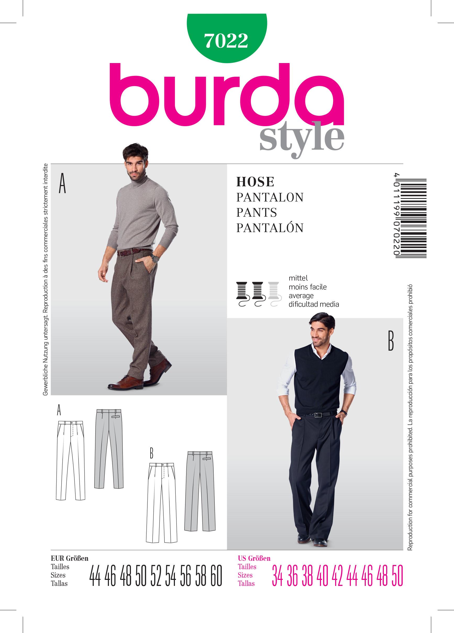 Burda B7022 Burda Trousers Sewing Pattern