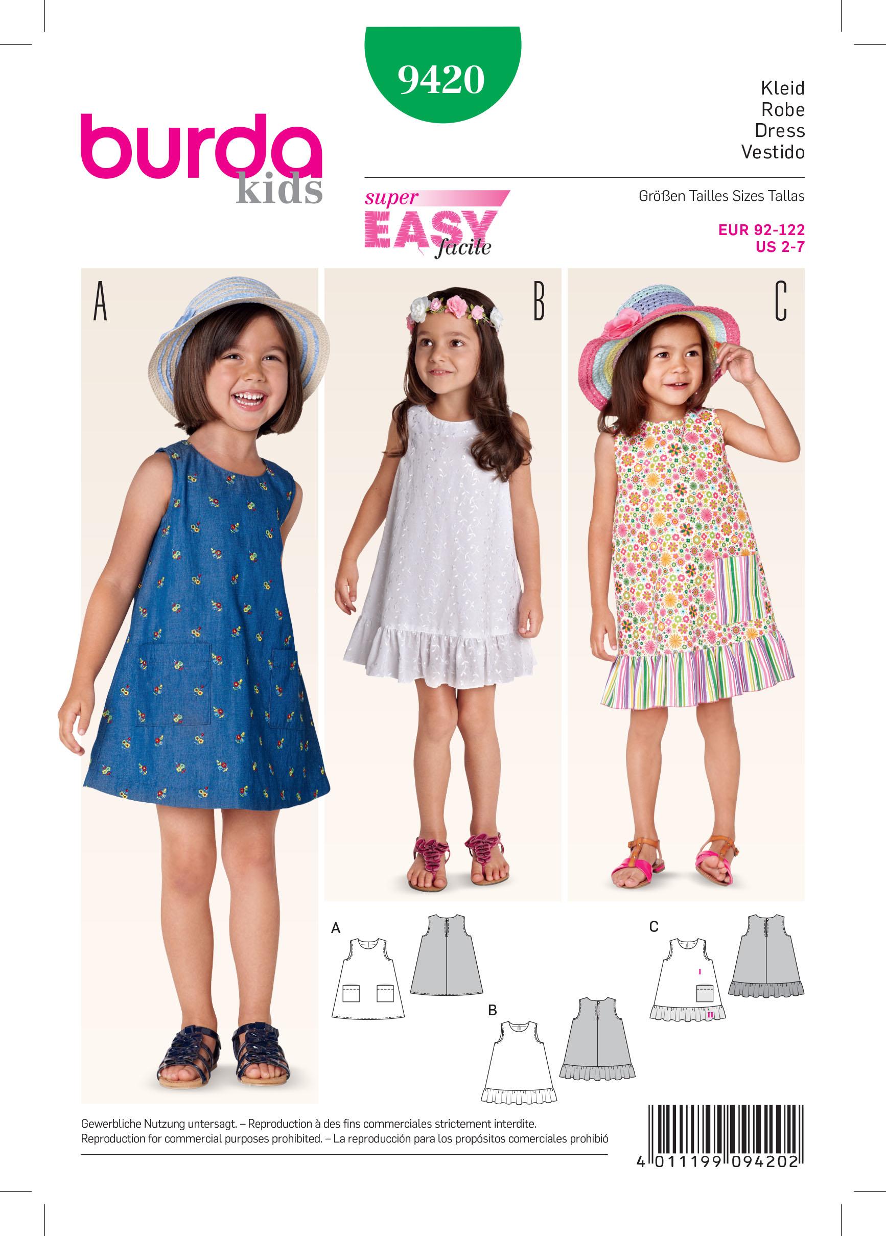 Burda B9420 Toddlers Sewing Pattern