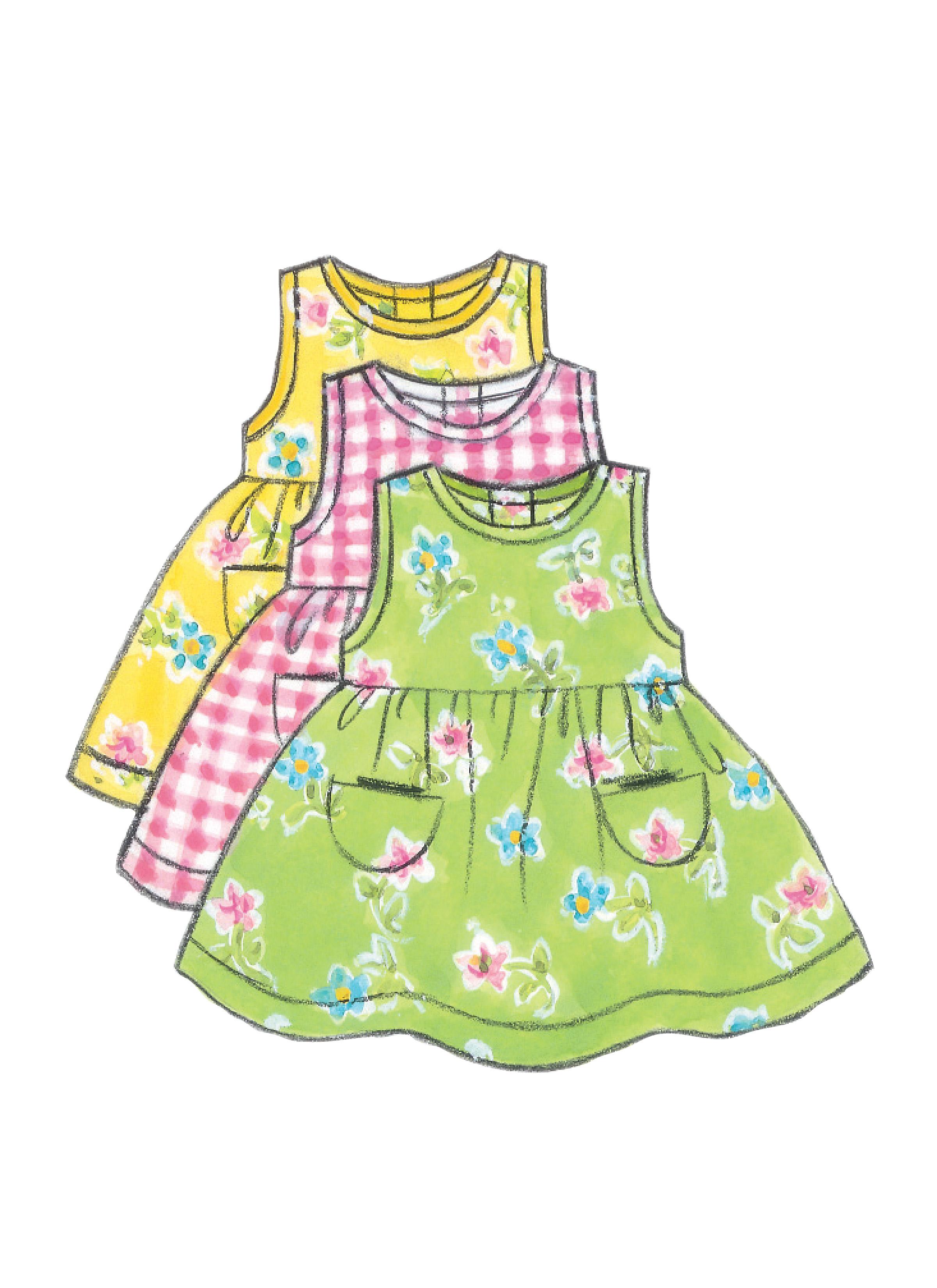Butterick B5624 Infants' Dress, Pinafore, Romper, Jumpsuit, Panties, Hat and Bag