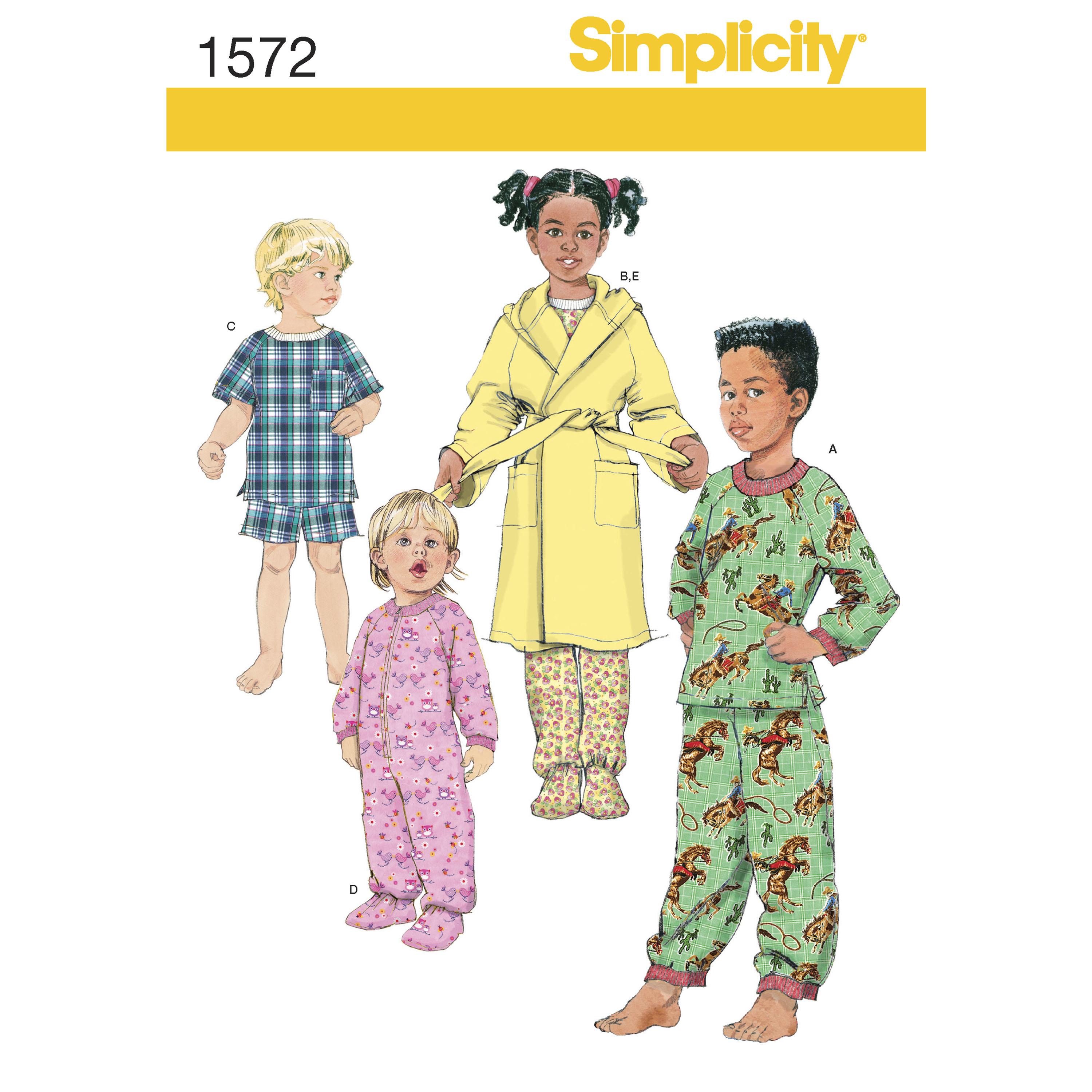 Simplicity S1572 Toddlers' and Child's Sleepwear and Robe
