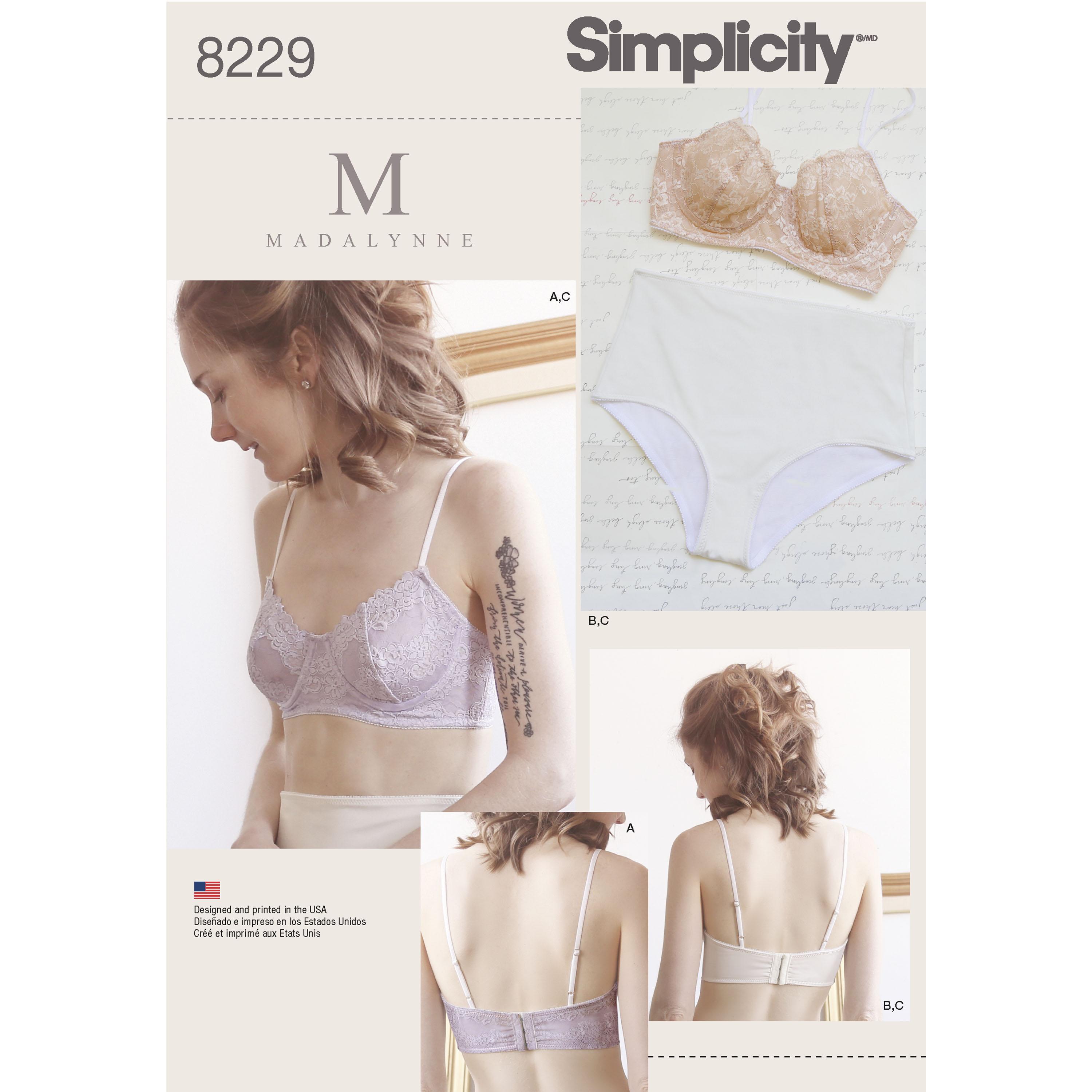 Simplicity S8229 Women's Underwire Bras and Panties