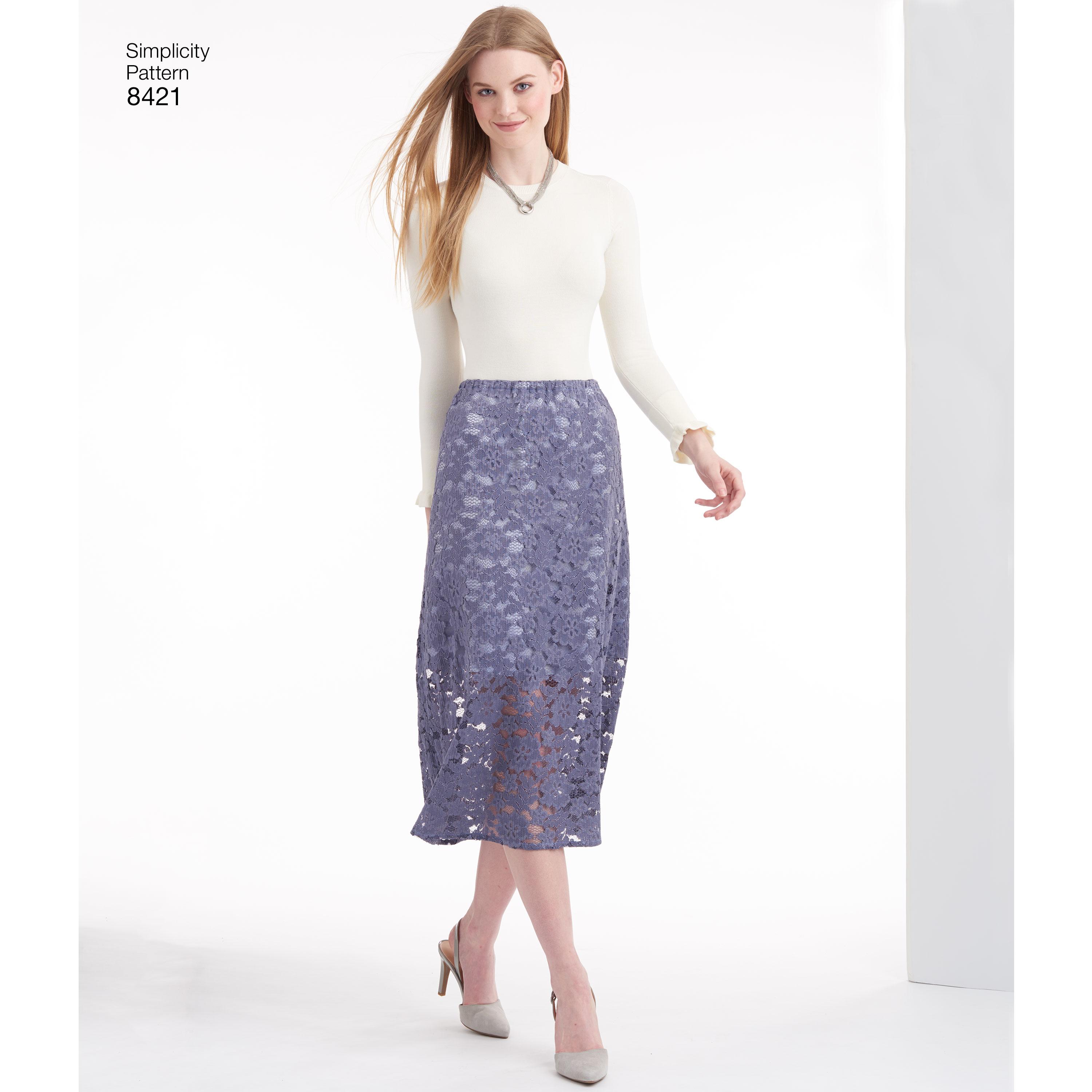 Simplicity S8421 Women's Skirts in Three lengths with Hem Variations
