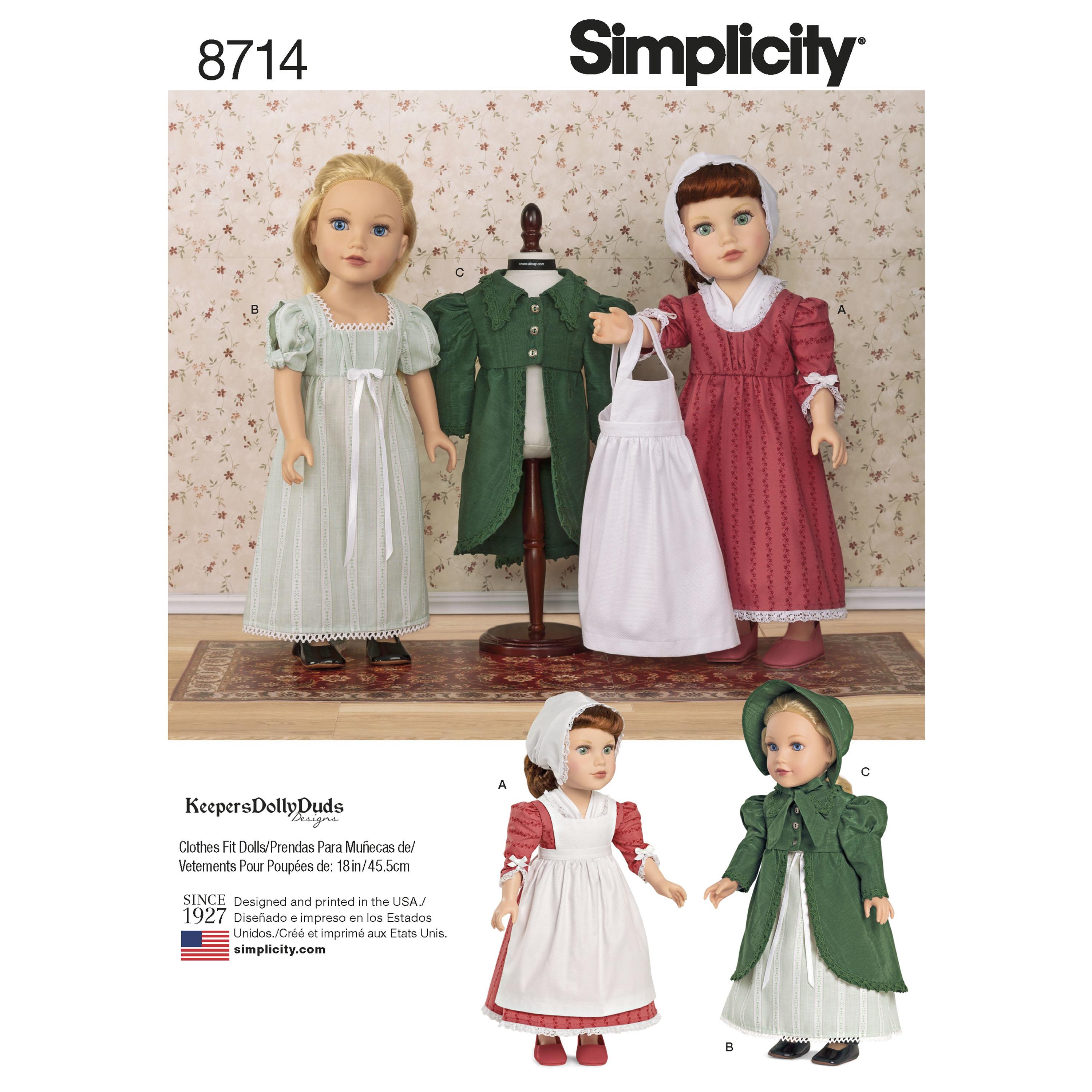 Simplicity S8714 18" Doll Clothes
