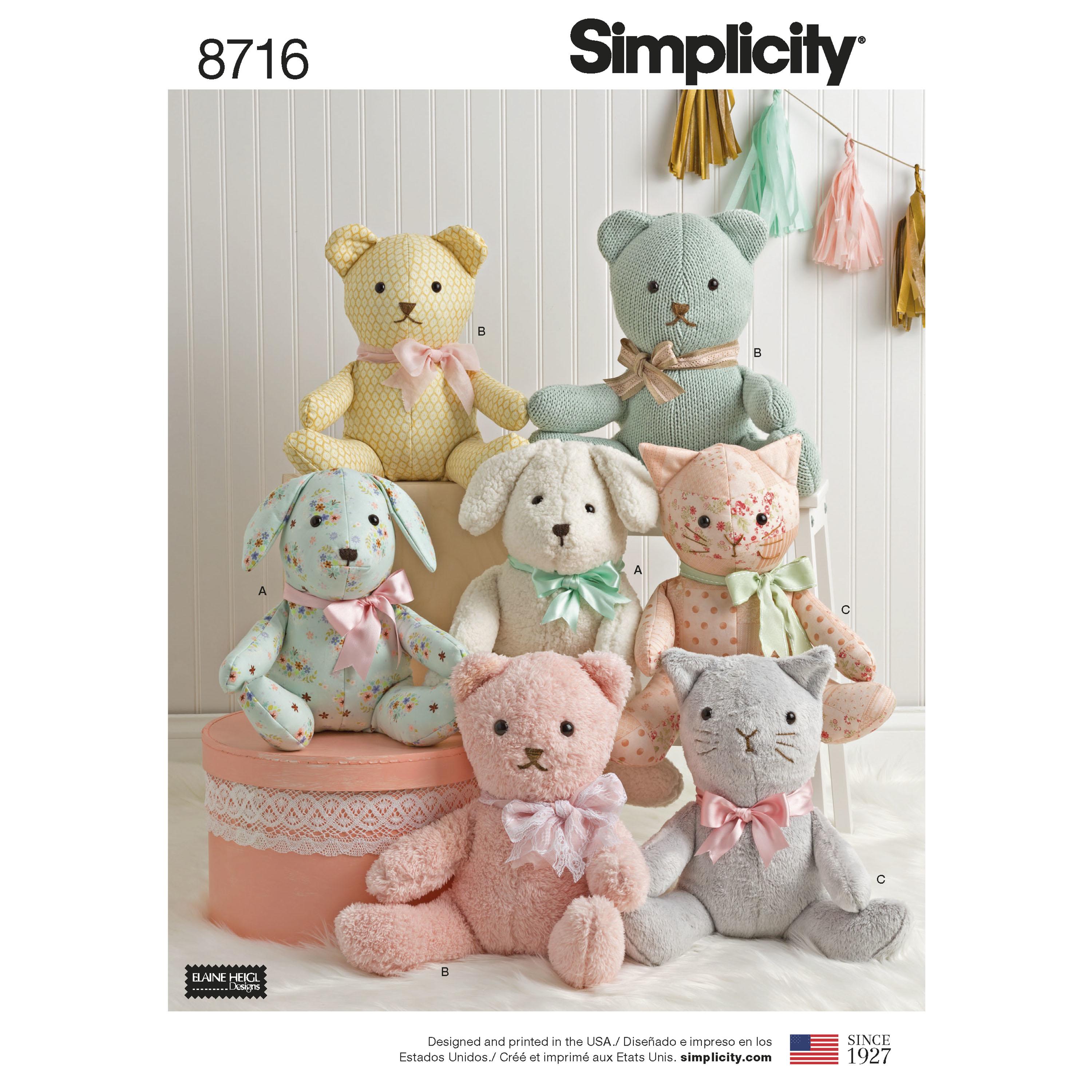 Simplicity S8716 Stuffed Animals