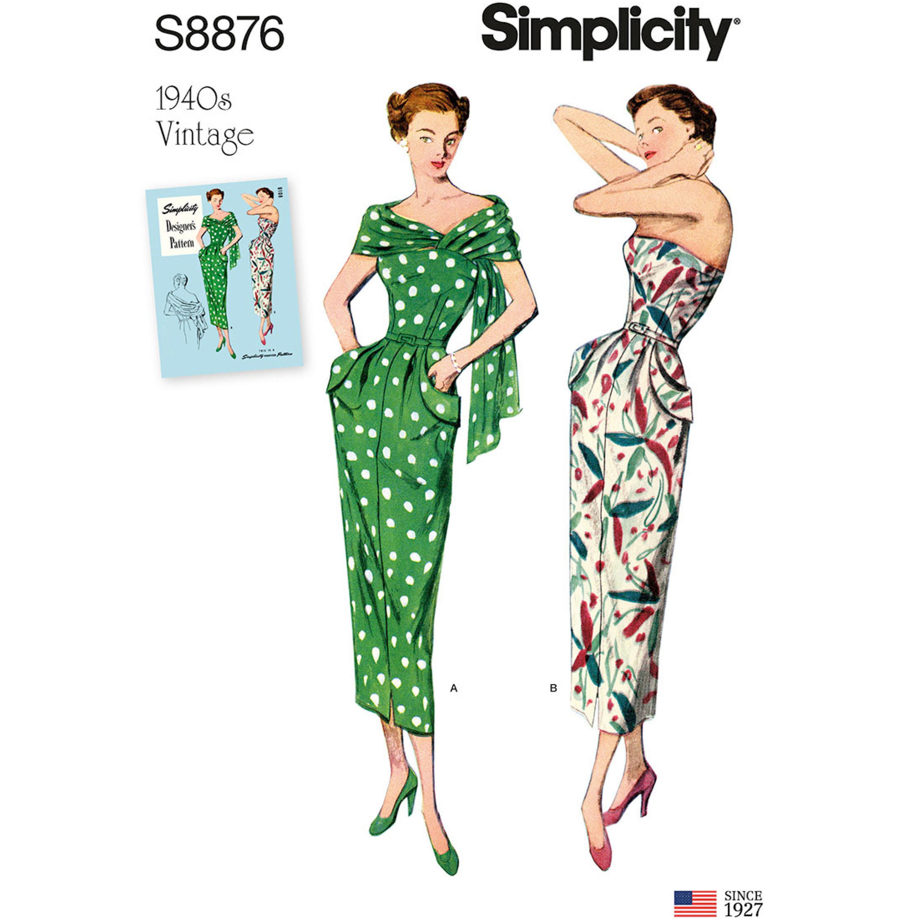 Simplicity S8876 Misses'/Women's Vintage Dress and Stole