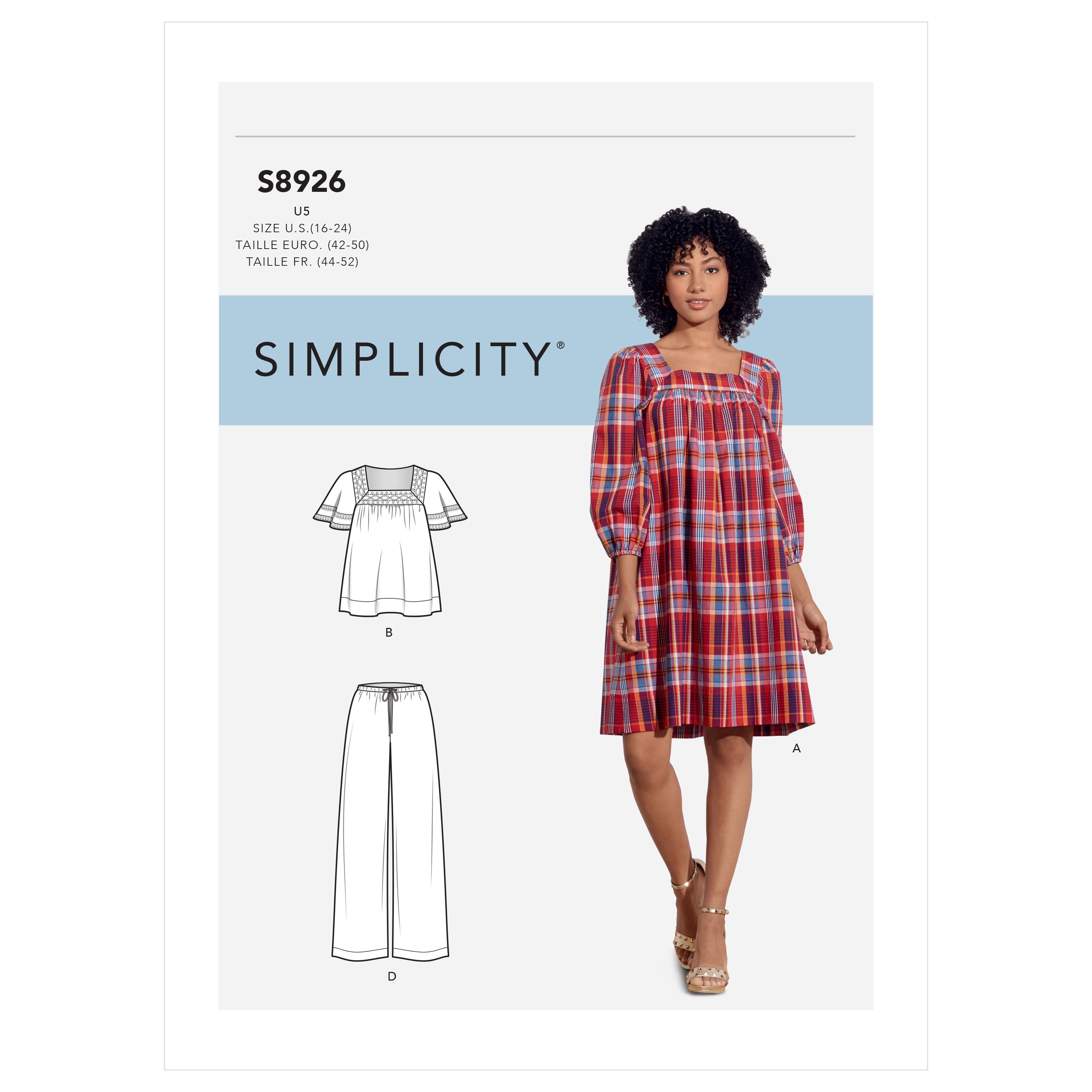 Simplicity S8926 Misses' Dress, Tops, and Pants