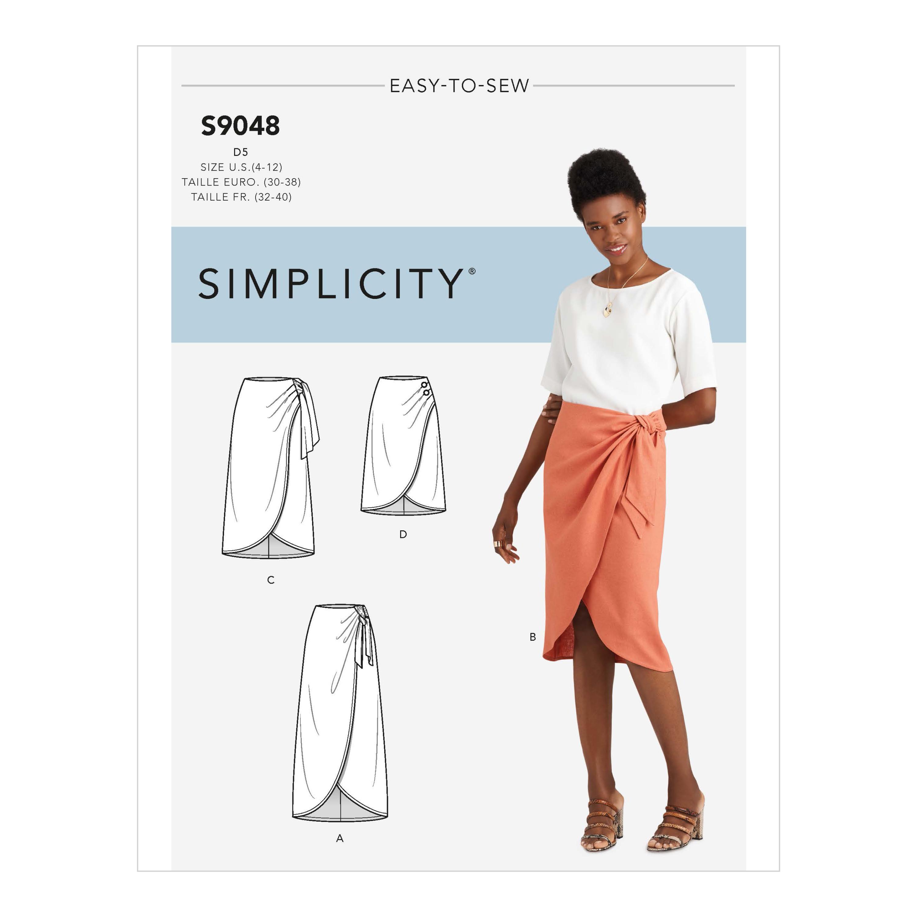 Simplicity S9048 Misses' Sarong Skirt With Pleats/Gather