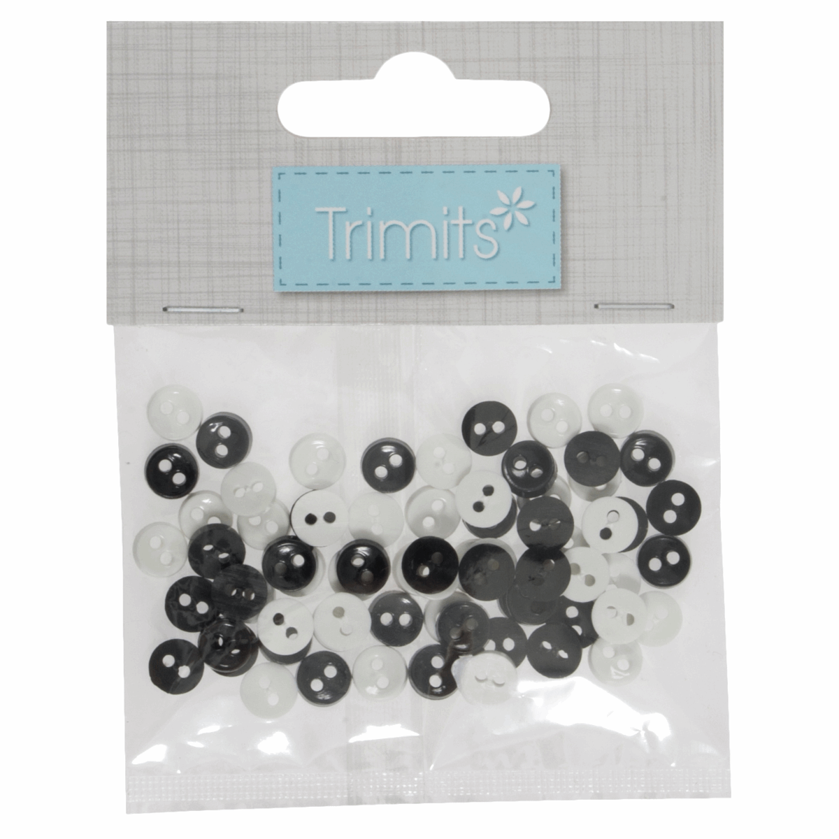 Craft Buttons: Mini: Code A: Monochrome: Pack of 4g
