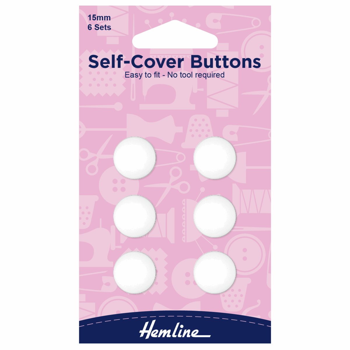 Self-Cover Buttons: Nylon: 15mm