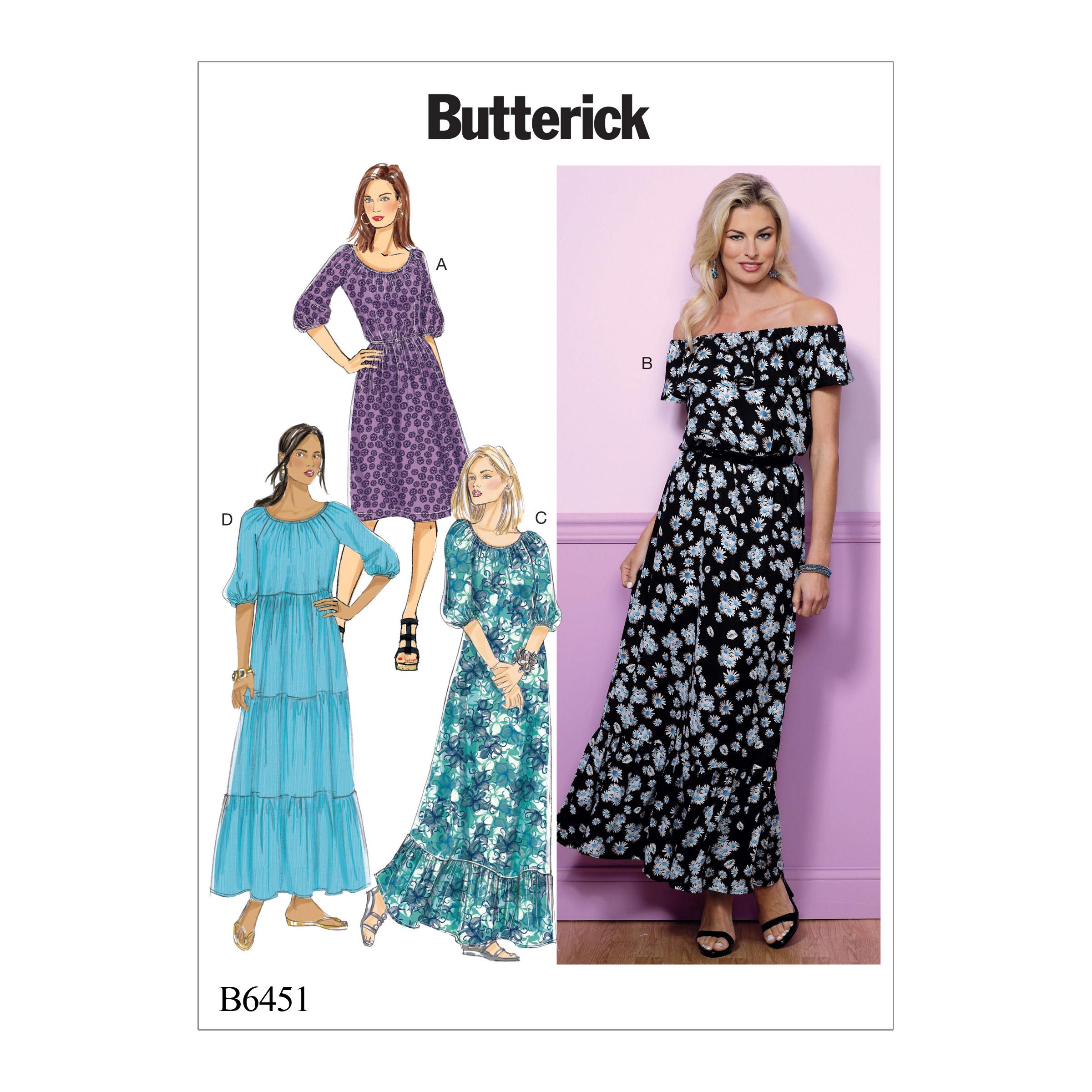 Butterick B6451 Misses' Gathered, Blouson Dresses