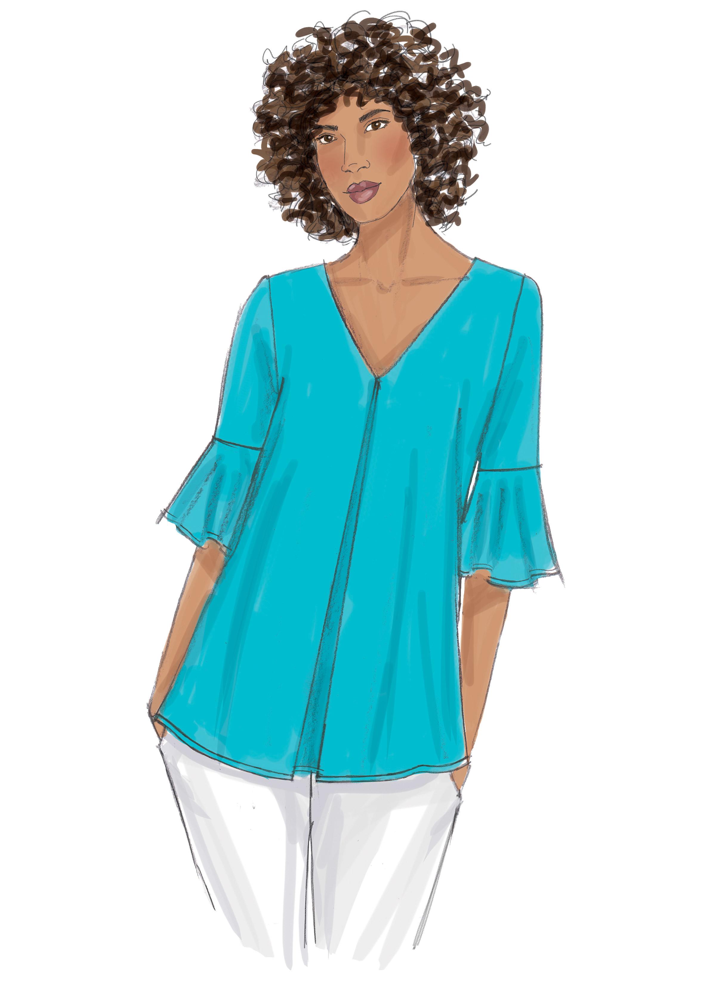 Butterick B6456 Misses' Tulip or Ruffle Sleeve Tops