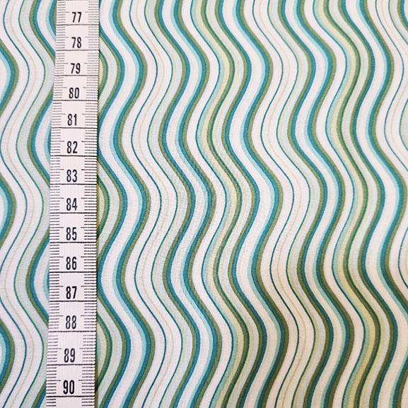 Green Wavy Lines Cotton Lawn