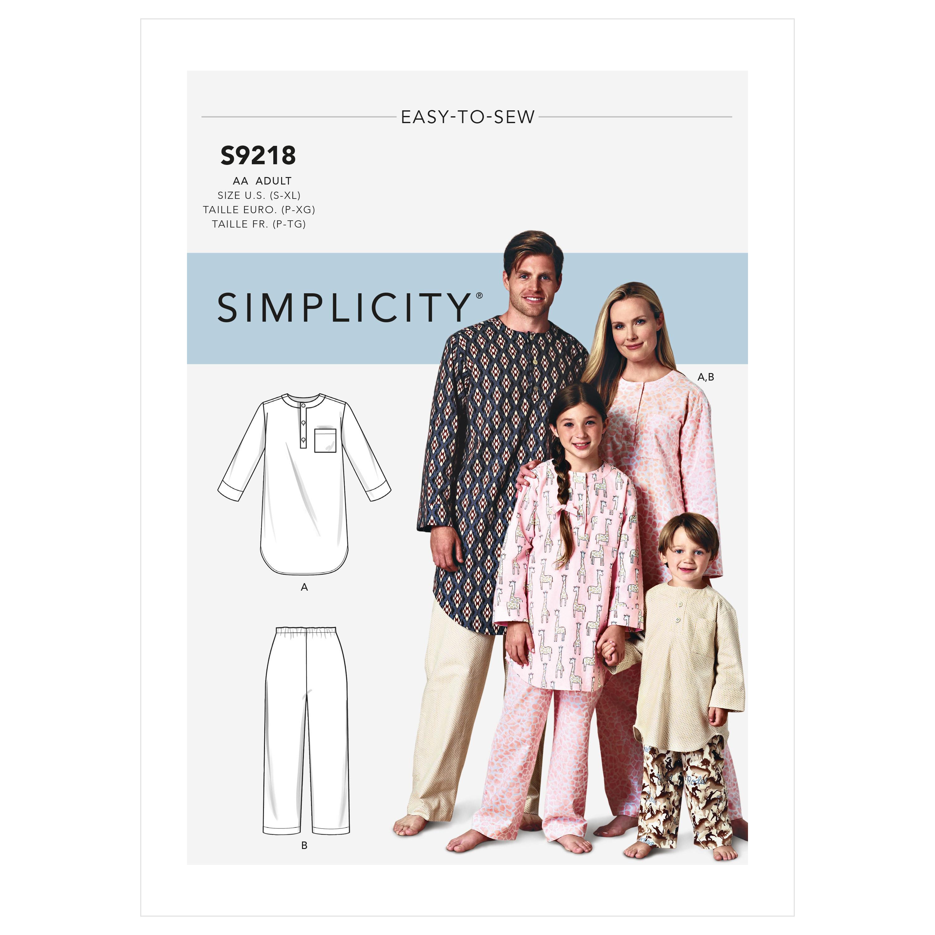 Simplicity Sewing Pattern S9218 Misses', Men's & Children's Tunic & Pants