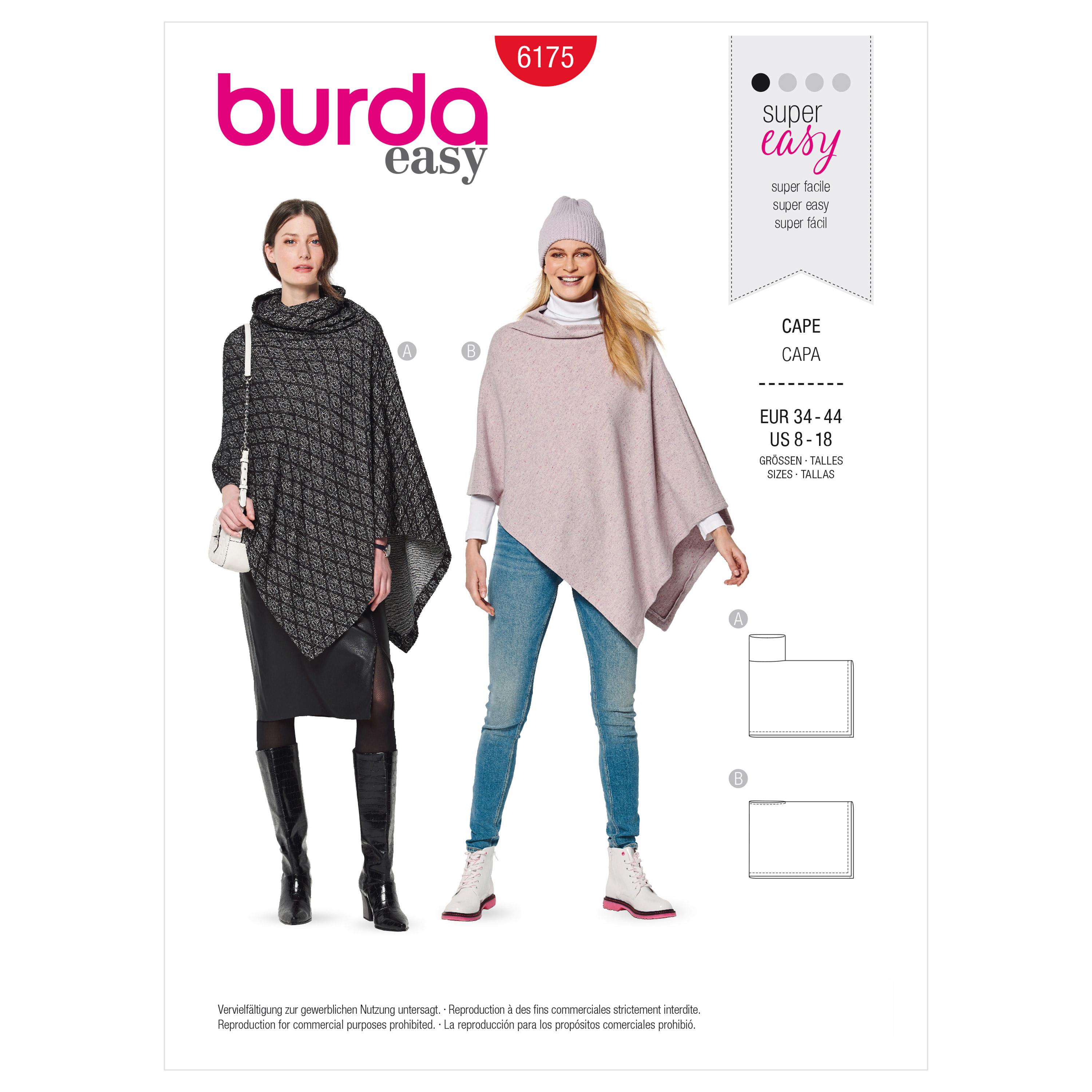 Burda Style Pattern 6175 Misses' Cape ? Rectangular ? with roll neck