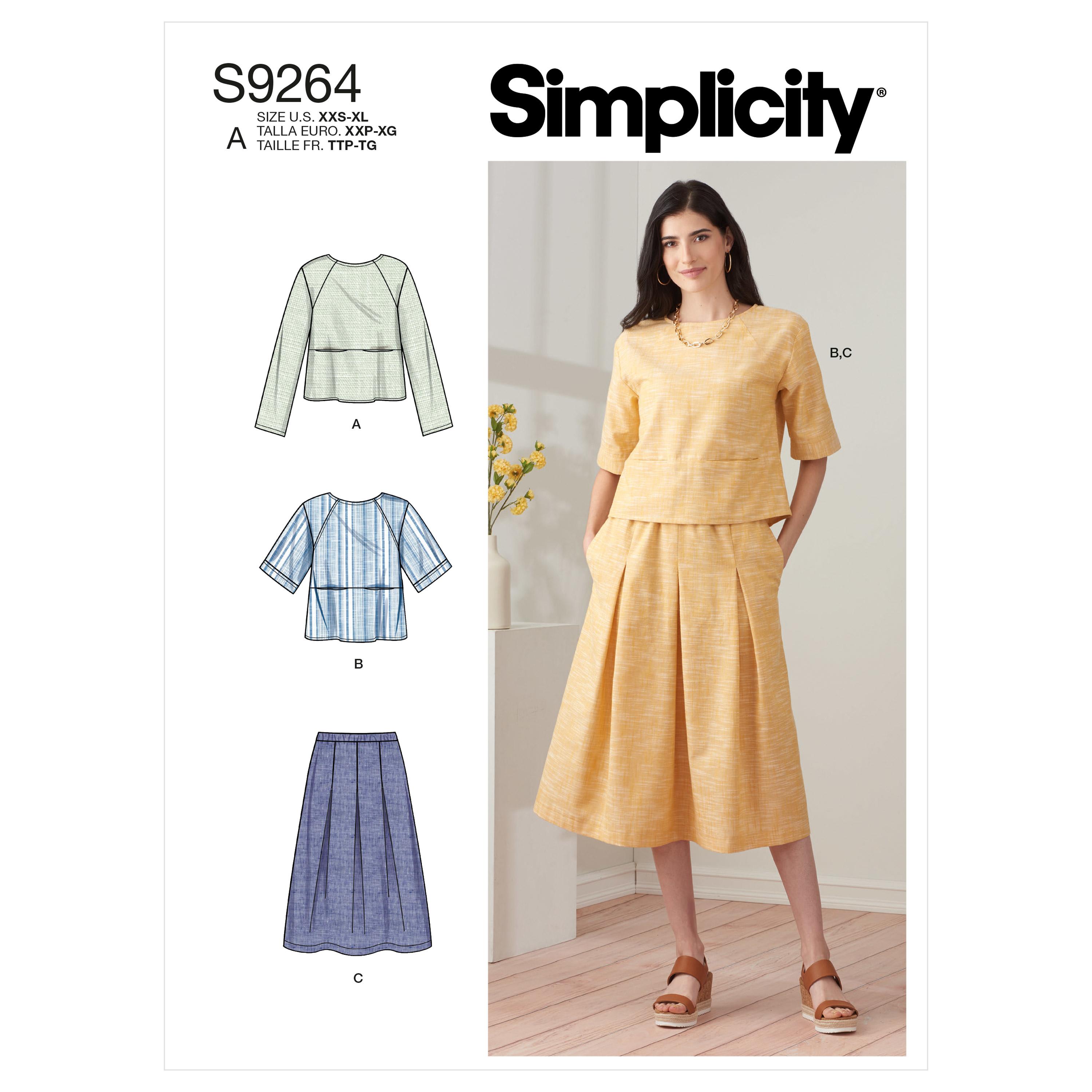 Simplicity Sewing Pattern S9264 Misses' Tops & Pull-on Skirt