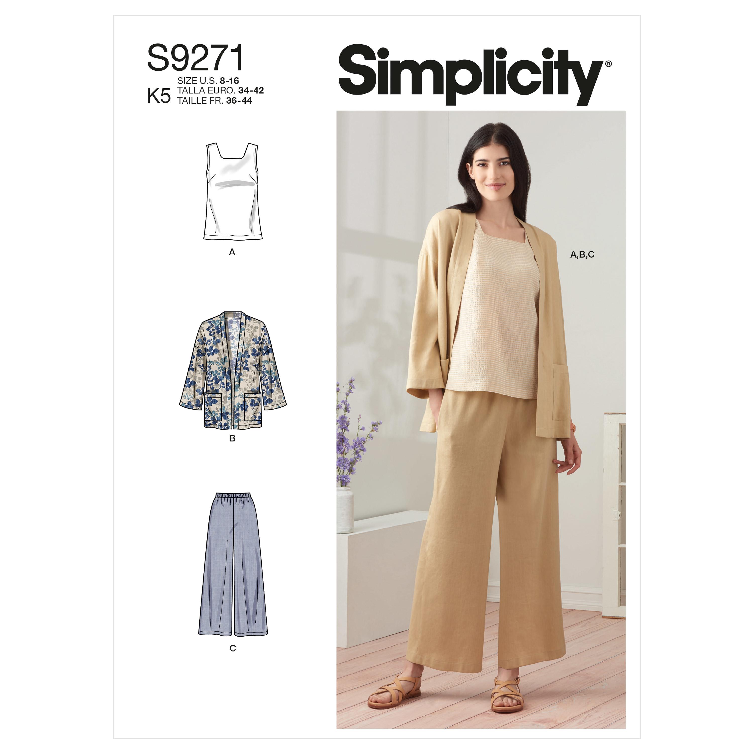 Simplicity Sewing Pattern S9271 Misses' Jacket, Top & Pants