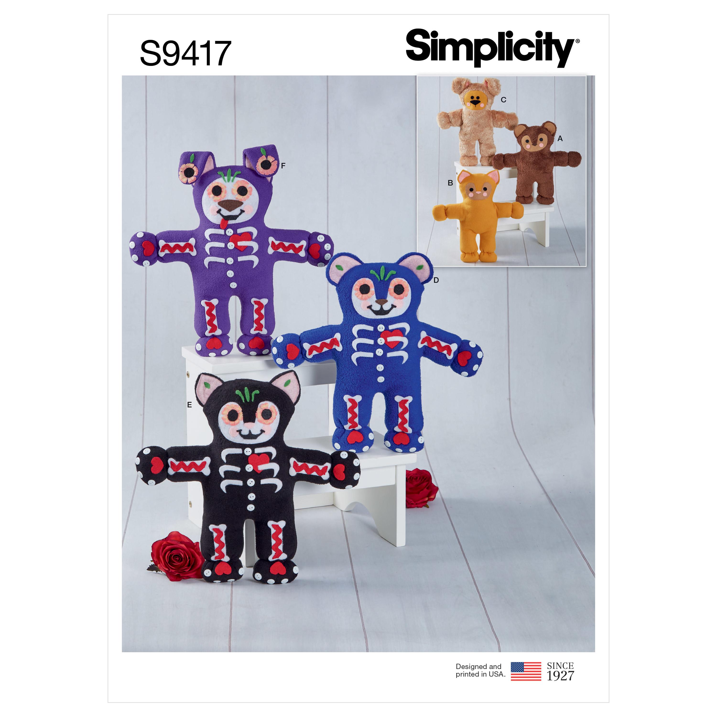 Simplicity Sewing Pattern S9417 Stuffed Animals