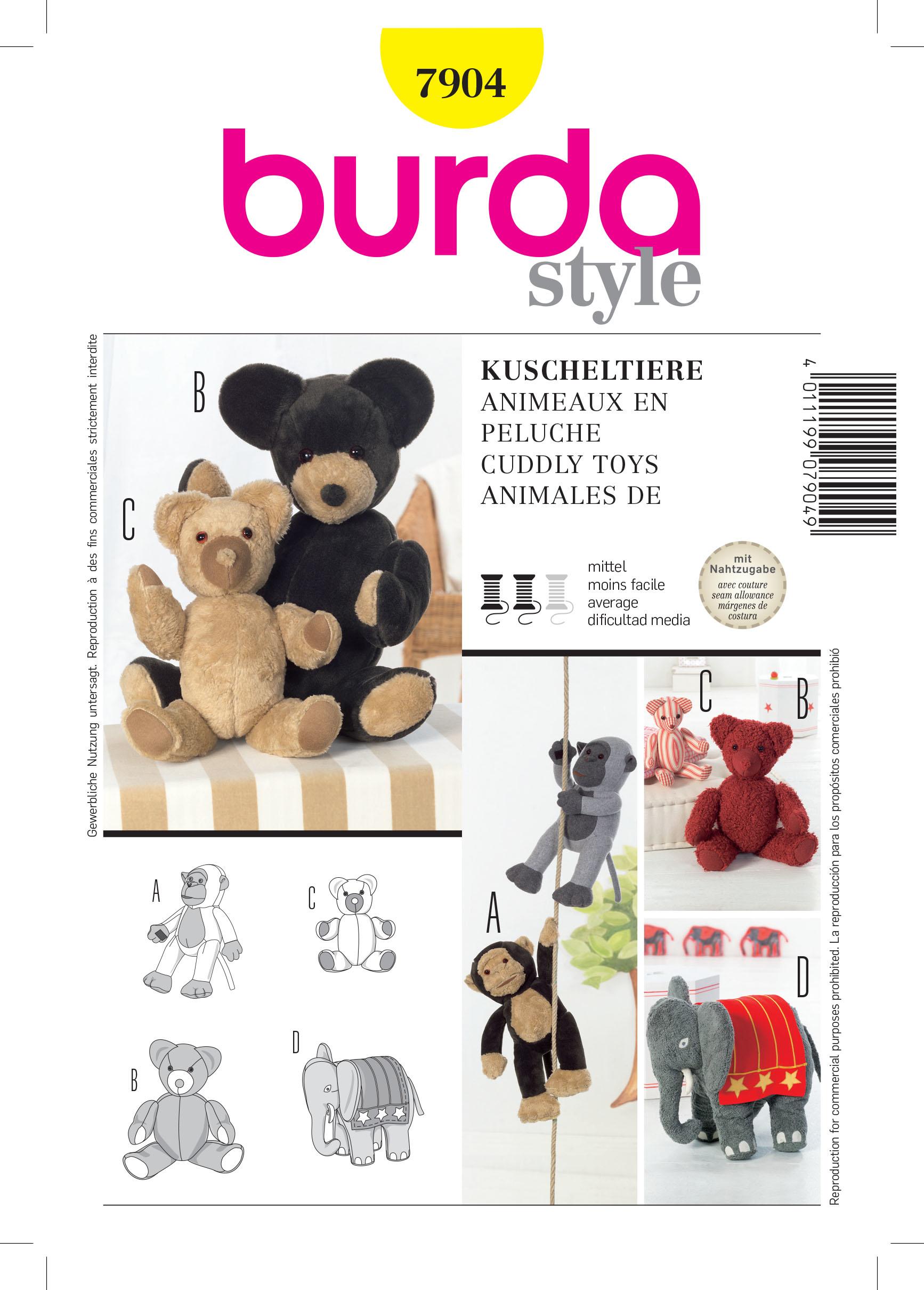 Burda B7904 Cuddly Toy Sewing Pattern