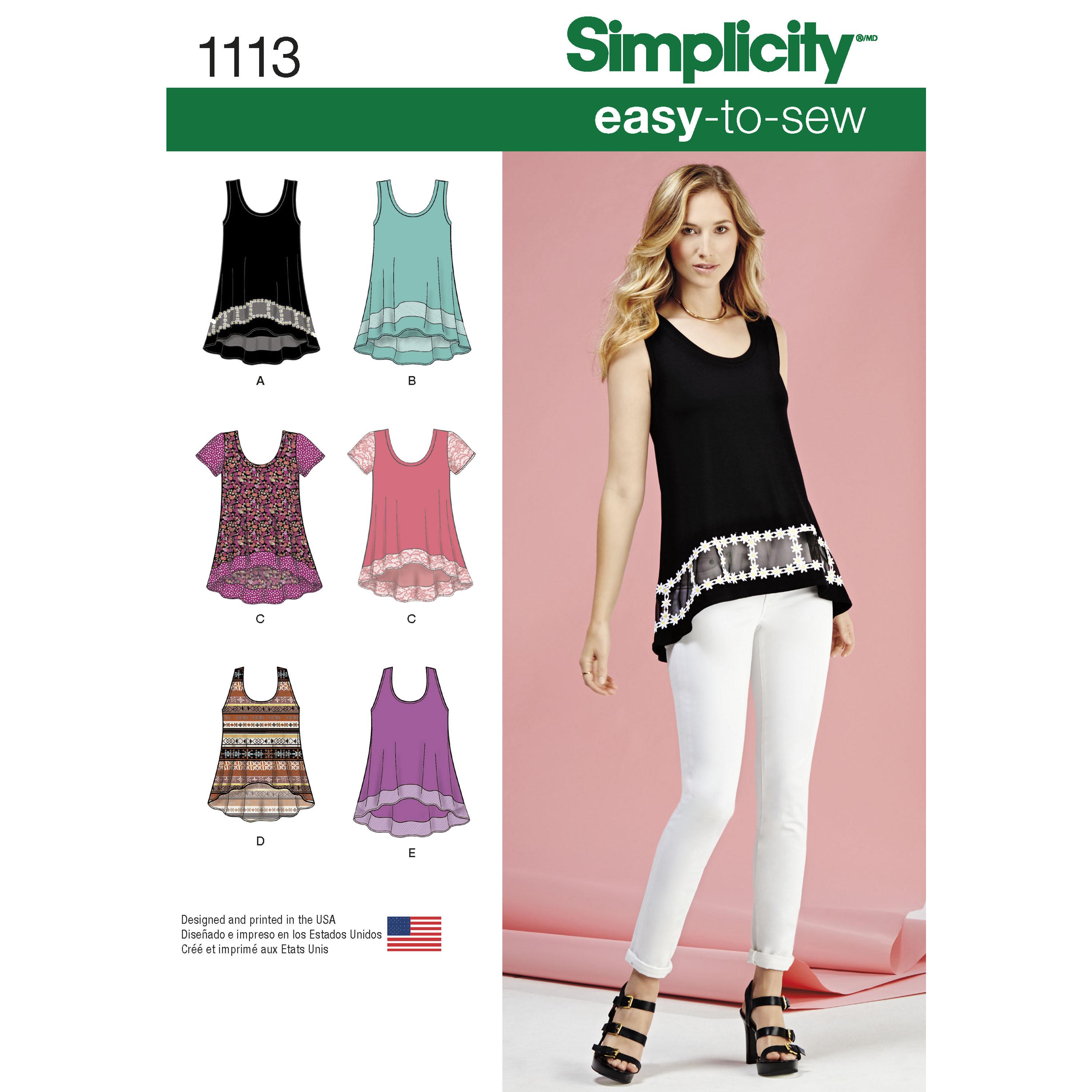 Simplicity S1113 Women's Easy-To-Sew Knit Tops