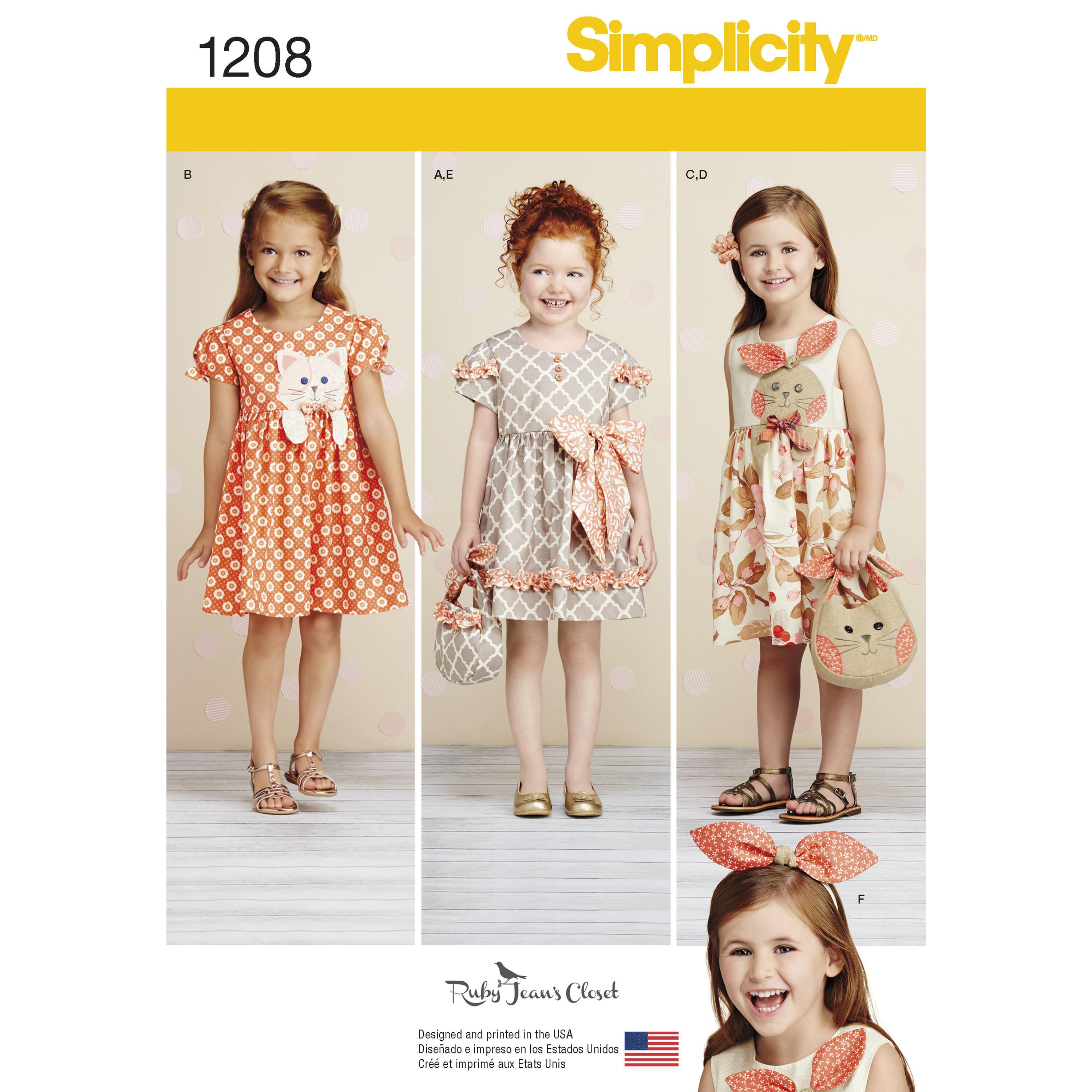 Simplicity S1208 Child's Dresses, Purses and Headband