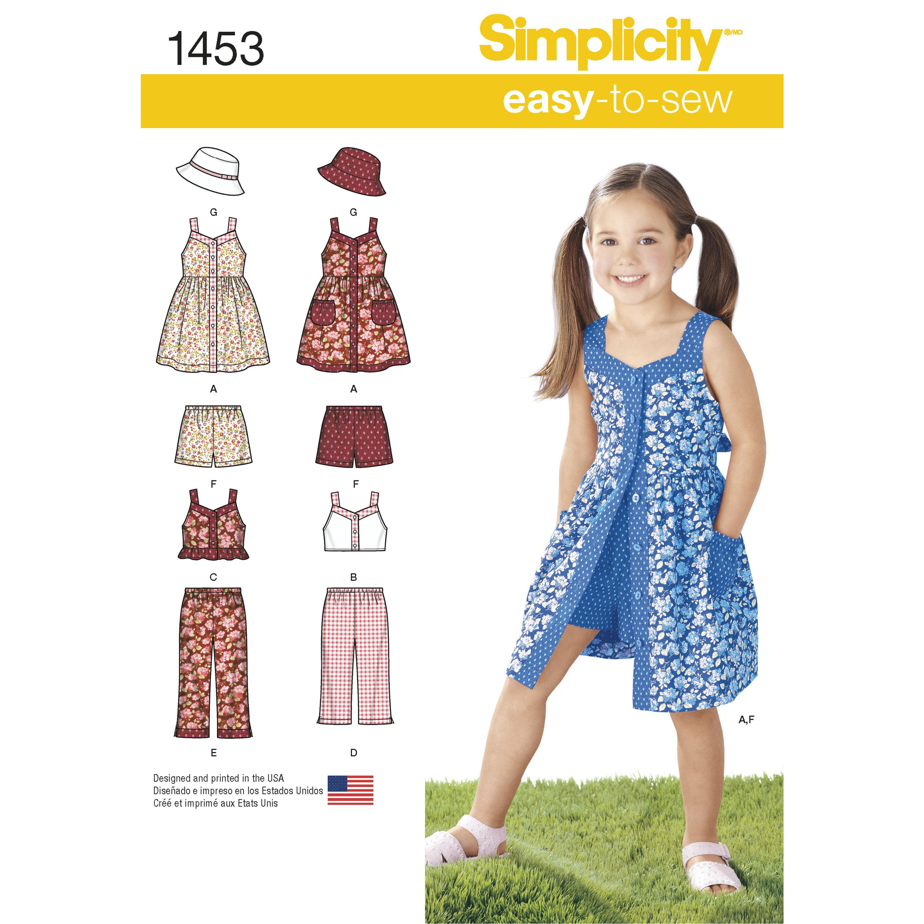 Simplicity S1453 Child's Dress, Top, Trousers or Shorts and Hat