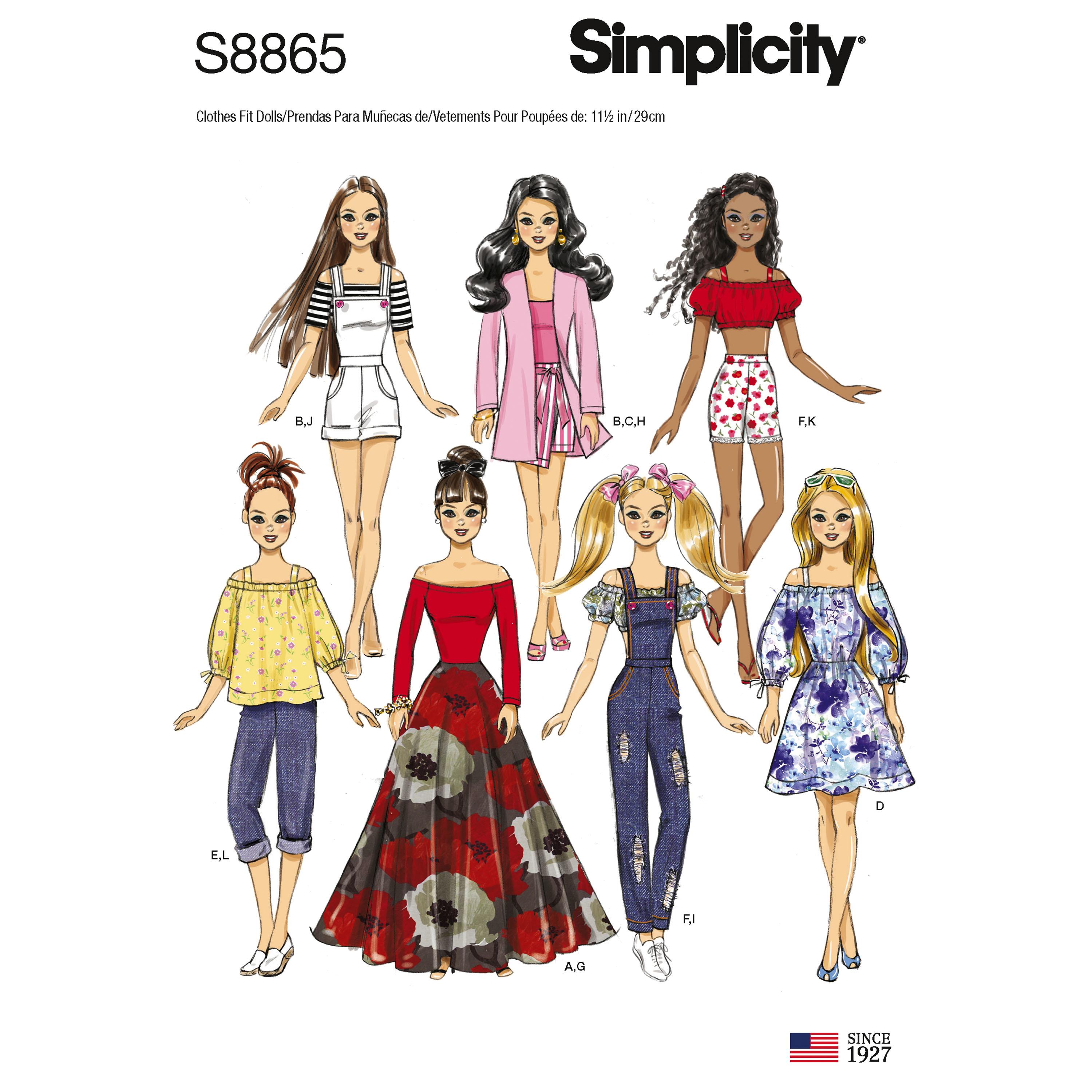 Simplicity S8865 11 1/2" Fashion Doll Clothes