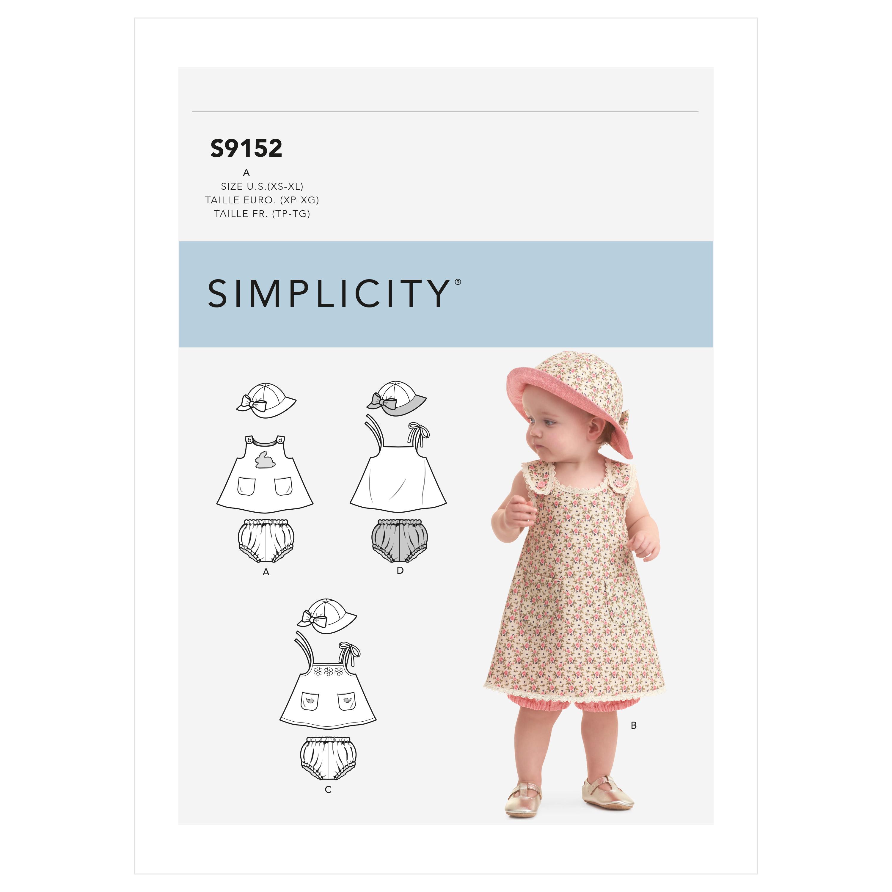 Simplicity S9152 Babies' Dress, Panties & Hat