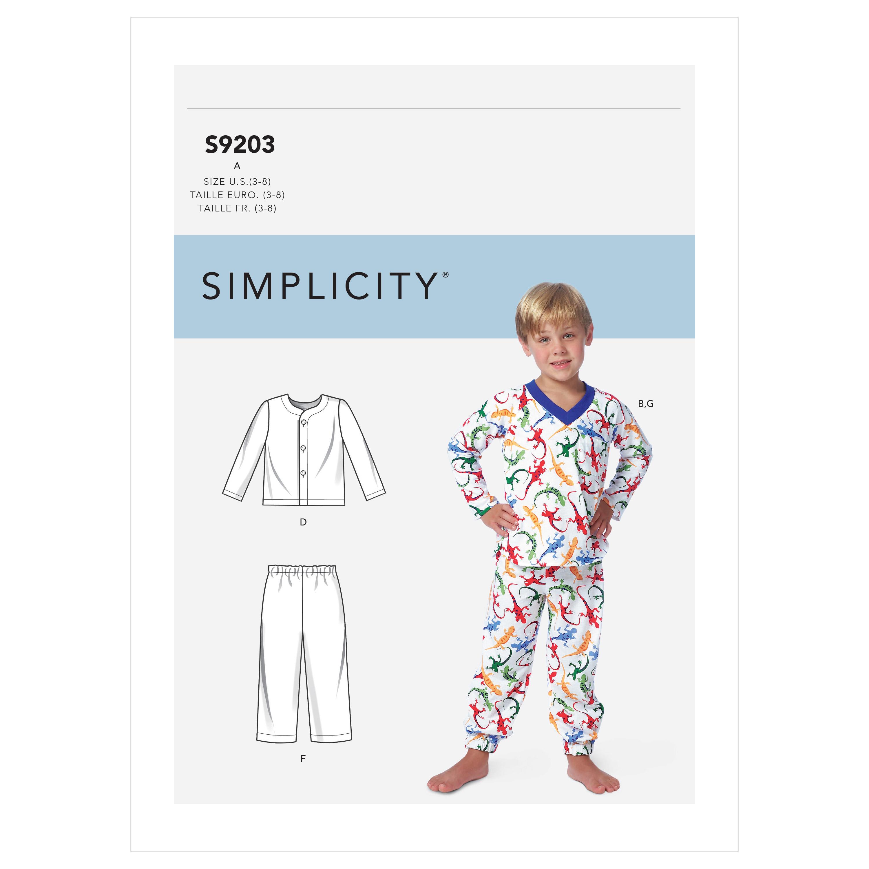 Simplicity S9203 Children's/Boys' Tops, Shorts and Pants