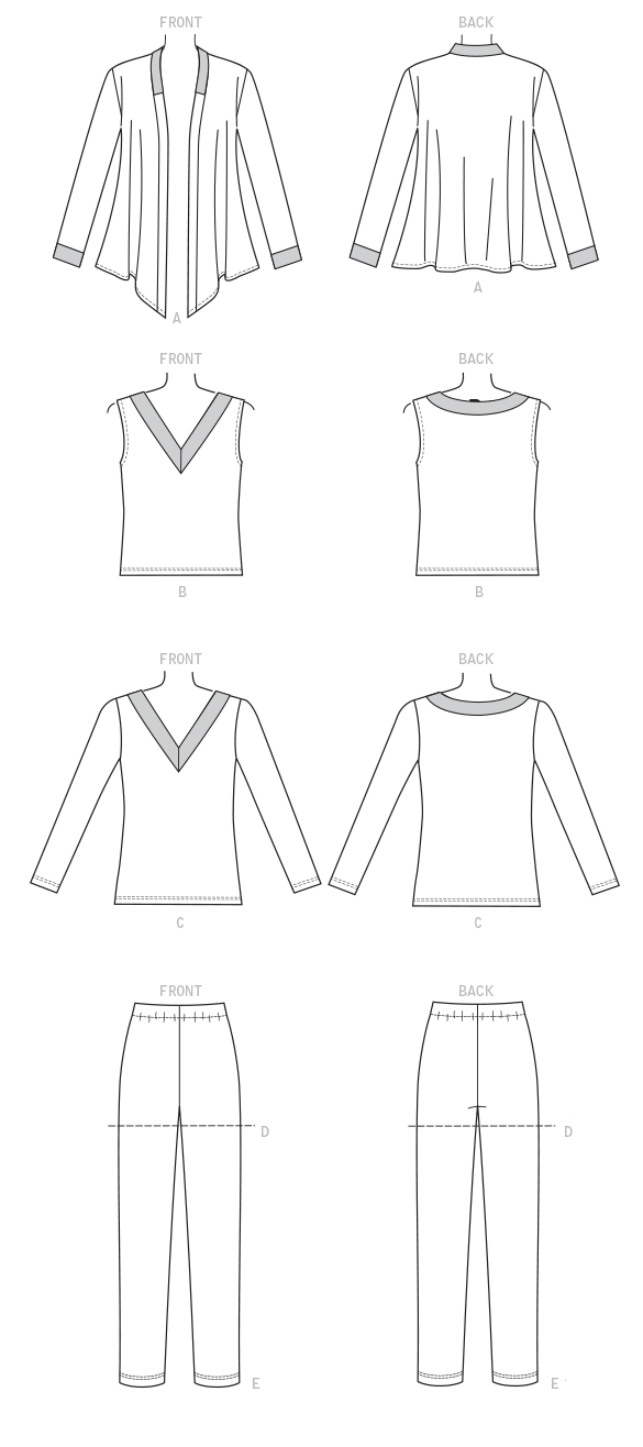 Butterick B6528 Misses' Knit Jacket, Top, Shorts and Pants