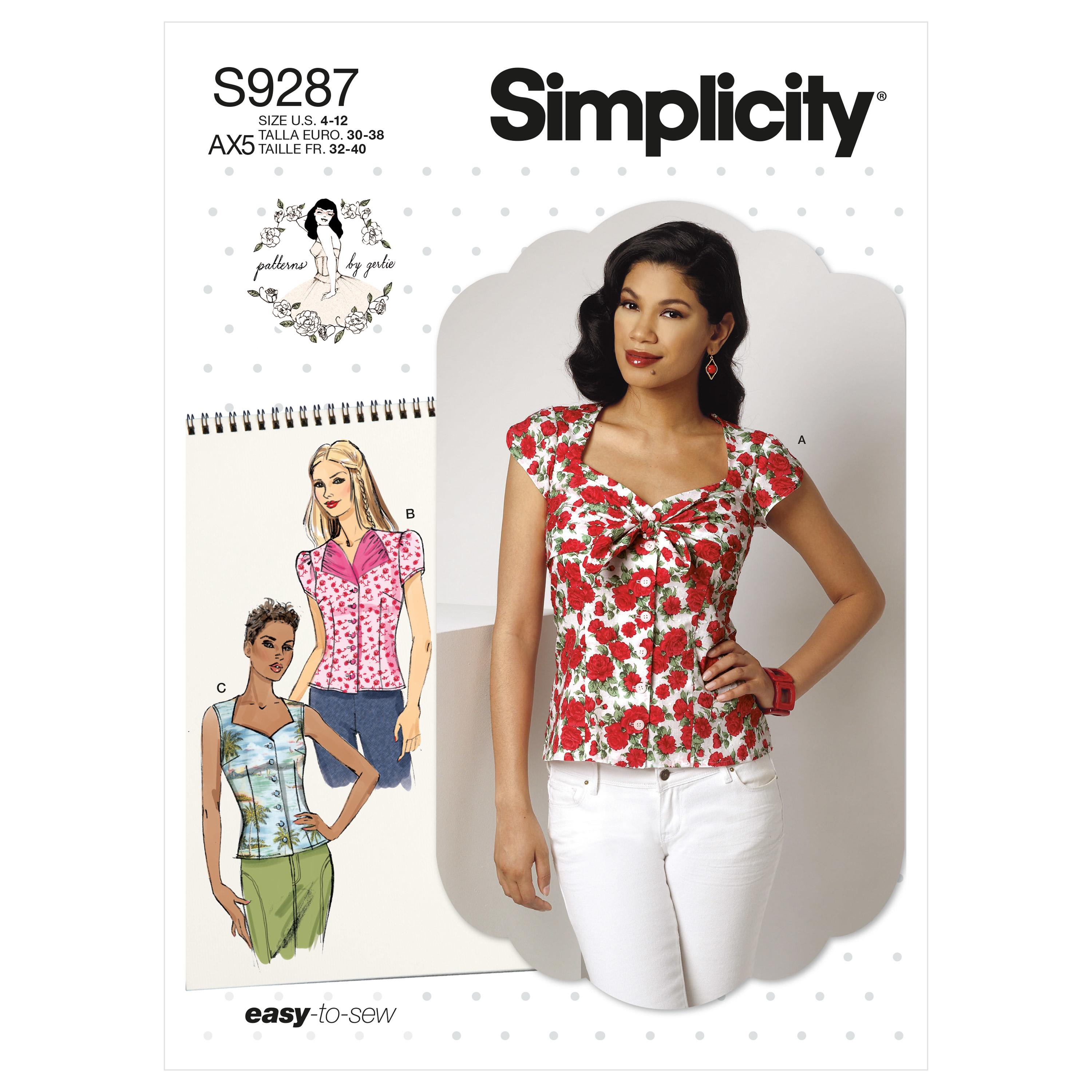 Simplicity Sewing Pattern S9287 Misses' Sweetheart-Neckline Blouses