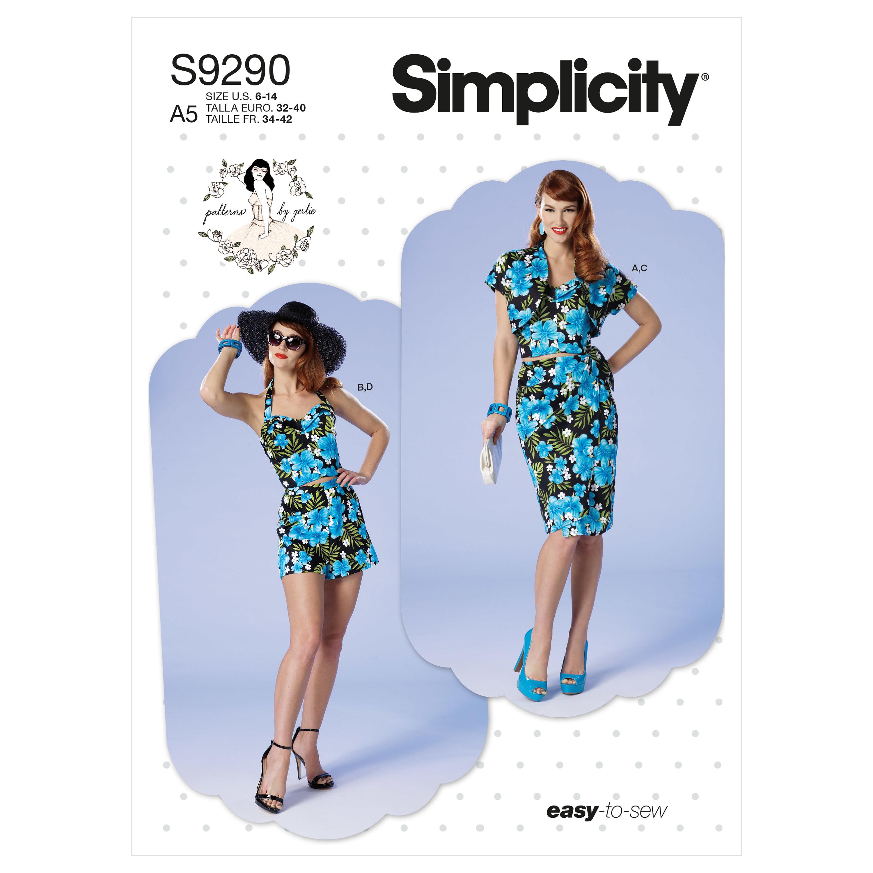 Simplicity Sewing Pattern S9290 Misses' & Misses' Petite Bolero, Bustier, Sarong & Shorts