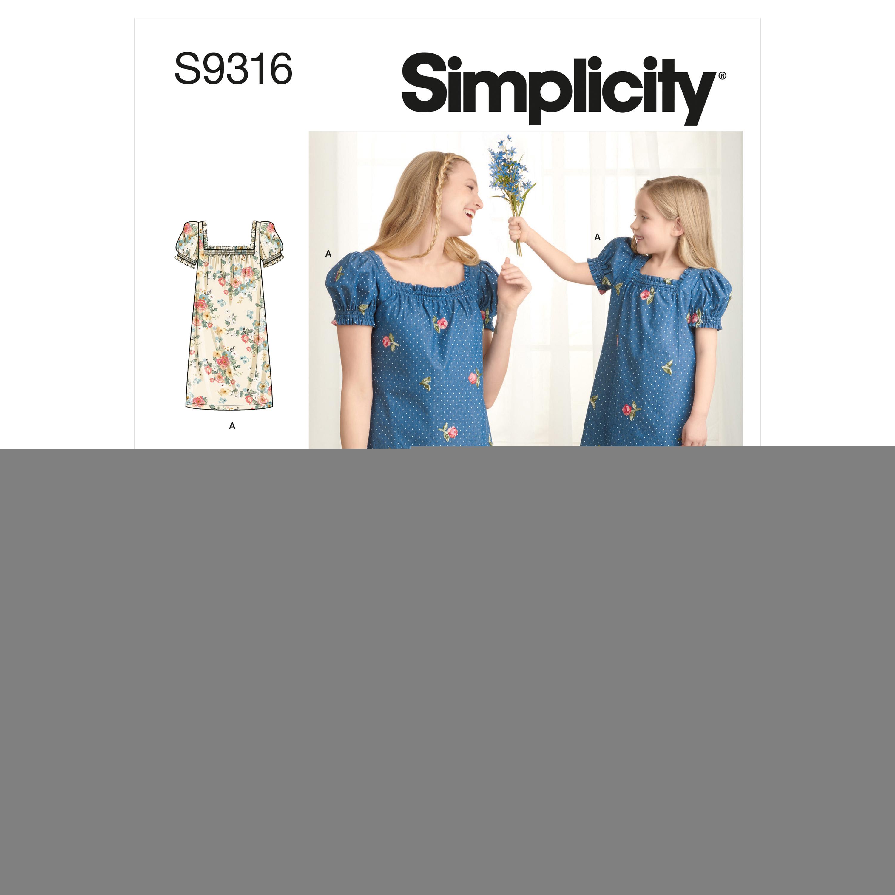 Simplicity Sewing Pattern S9316 Mother and Daughter Dresses