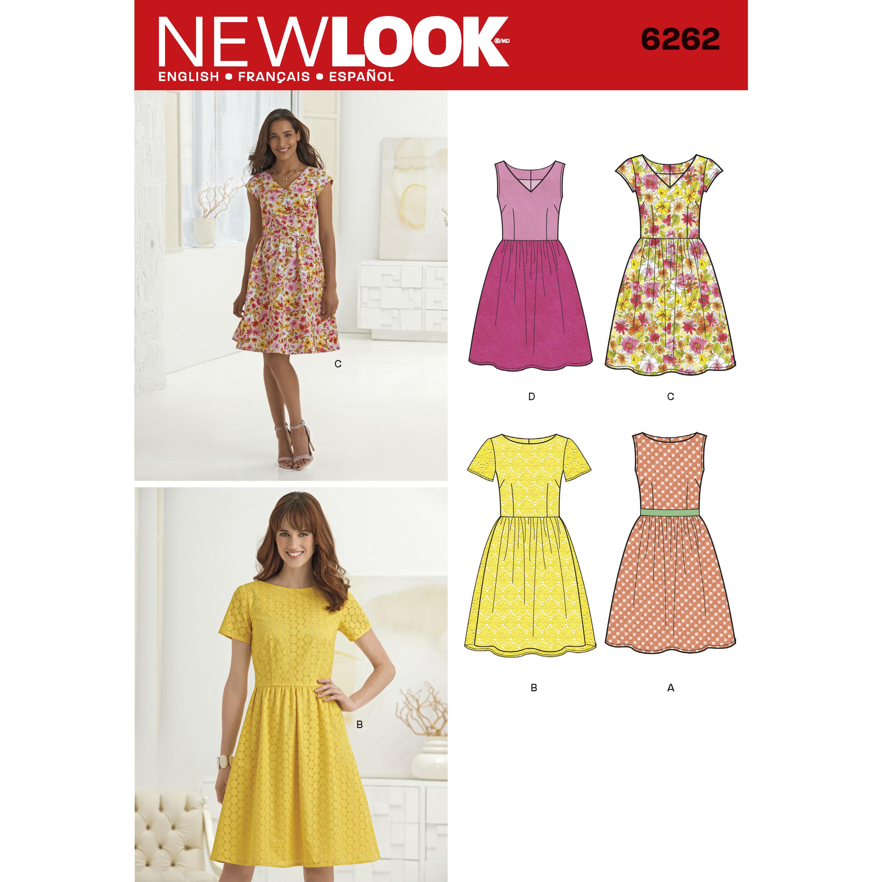 NewLook N6262 Misses' Dress with Neckline Variations