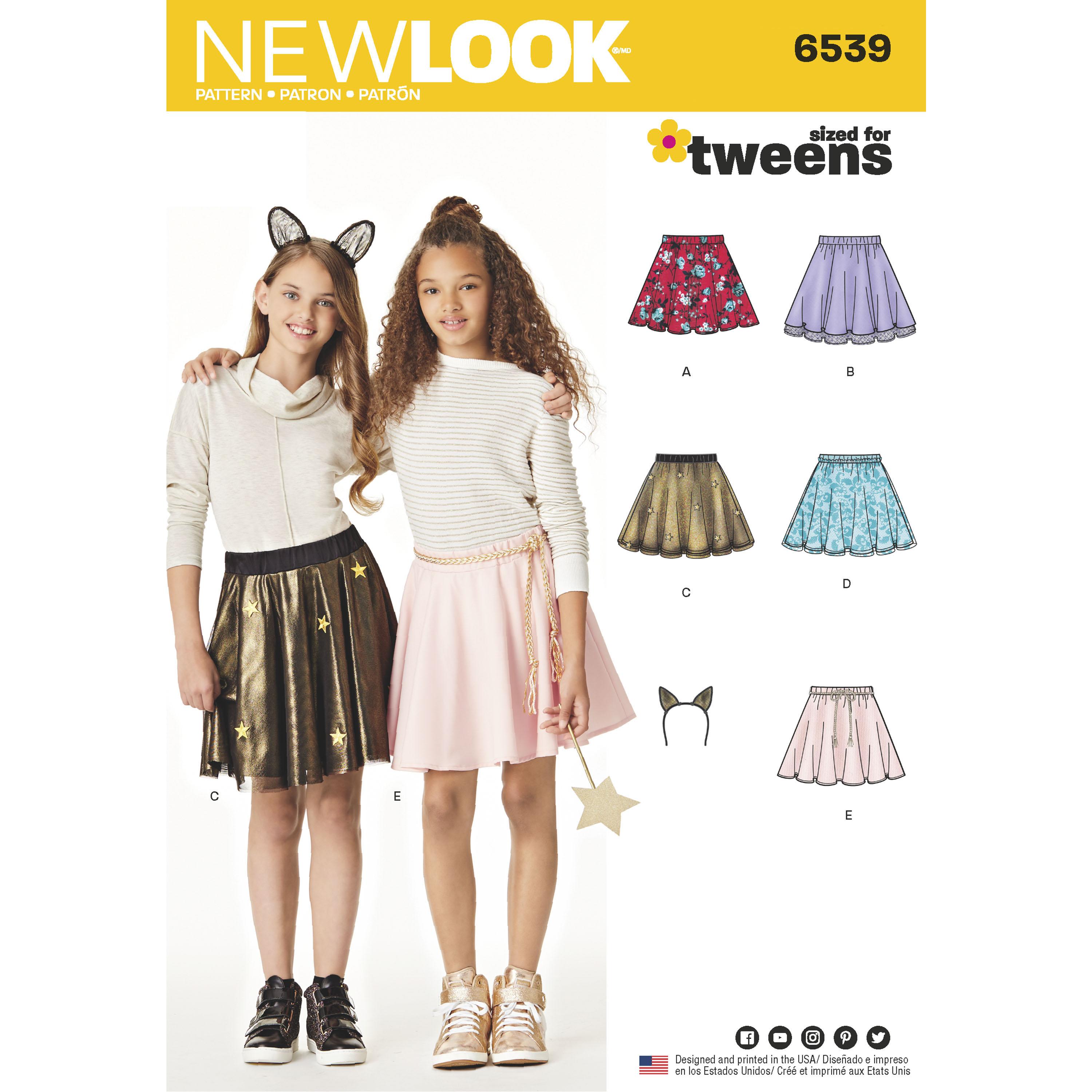 NewLook N6539 Tween Skirts with Ears Headband