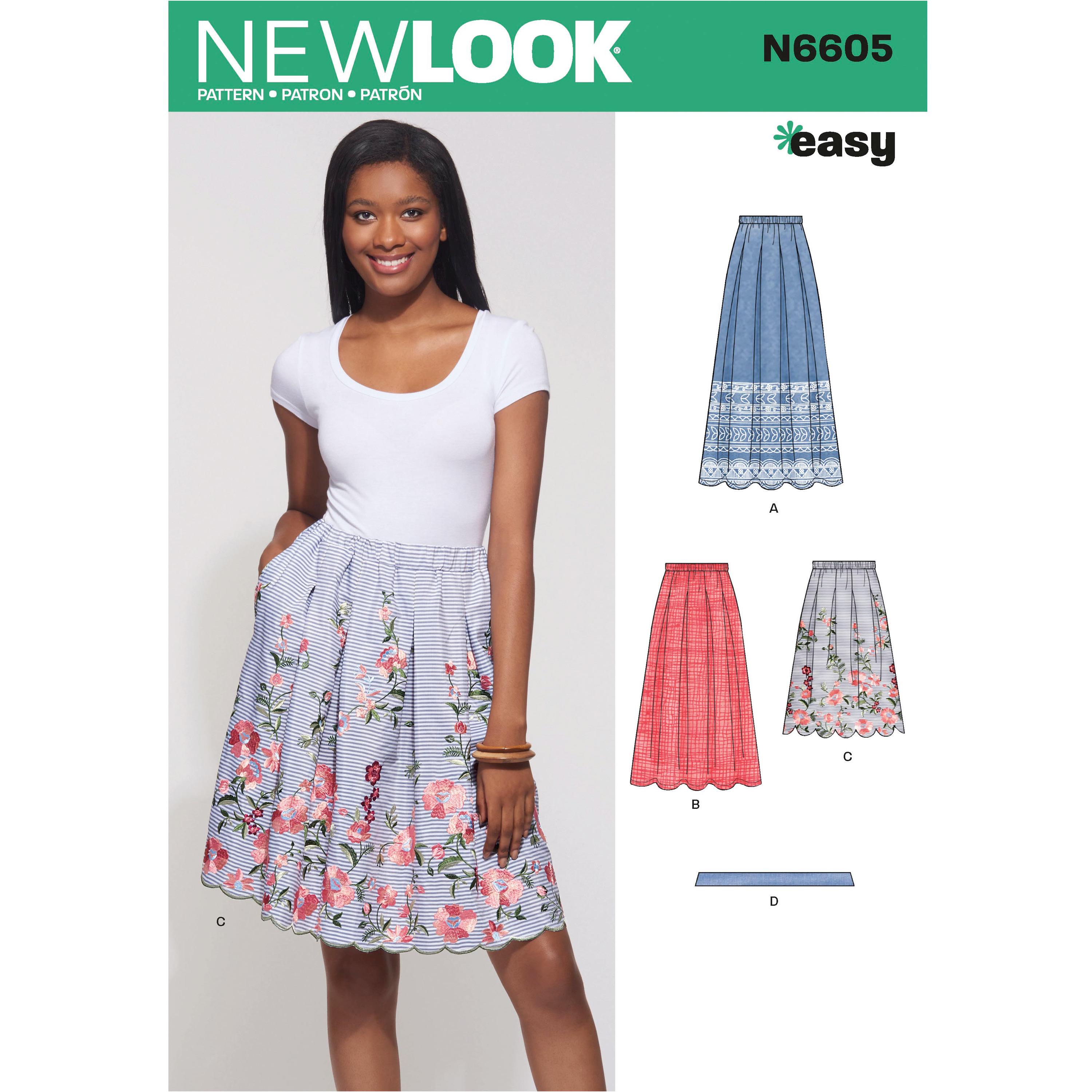 NewLook Sewing Pattern N6605 Misses' Skirt with Neck Tie