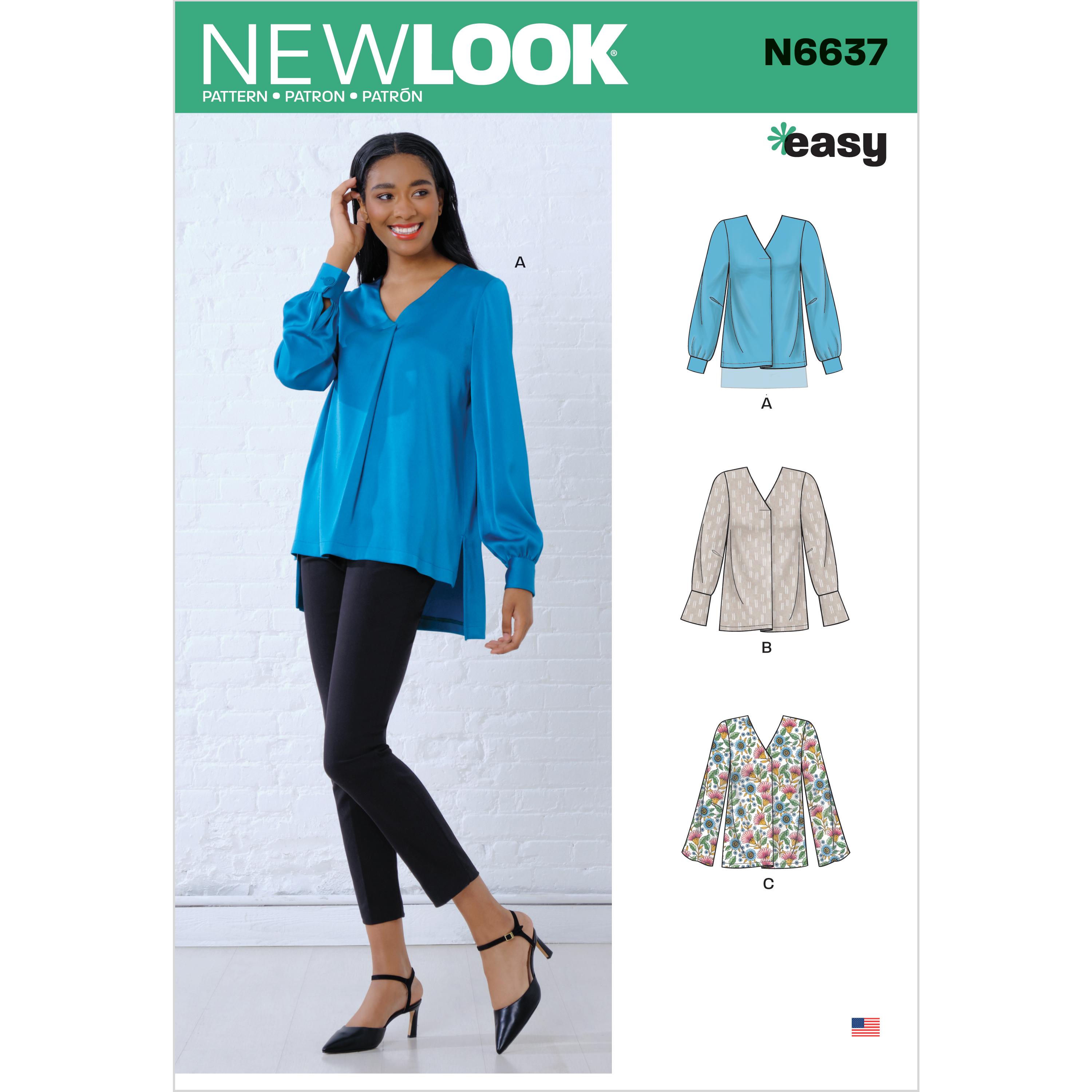 NewLook Sewing Pattern N6637 Misses' Loose Fitting Blouses