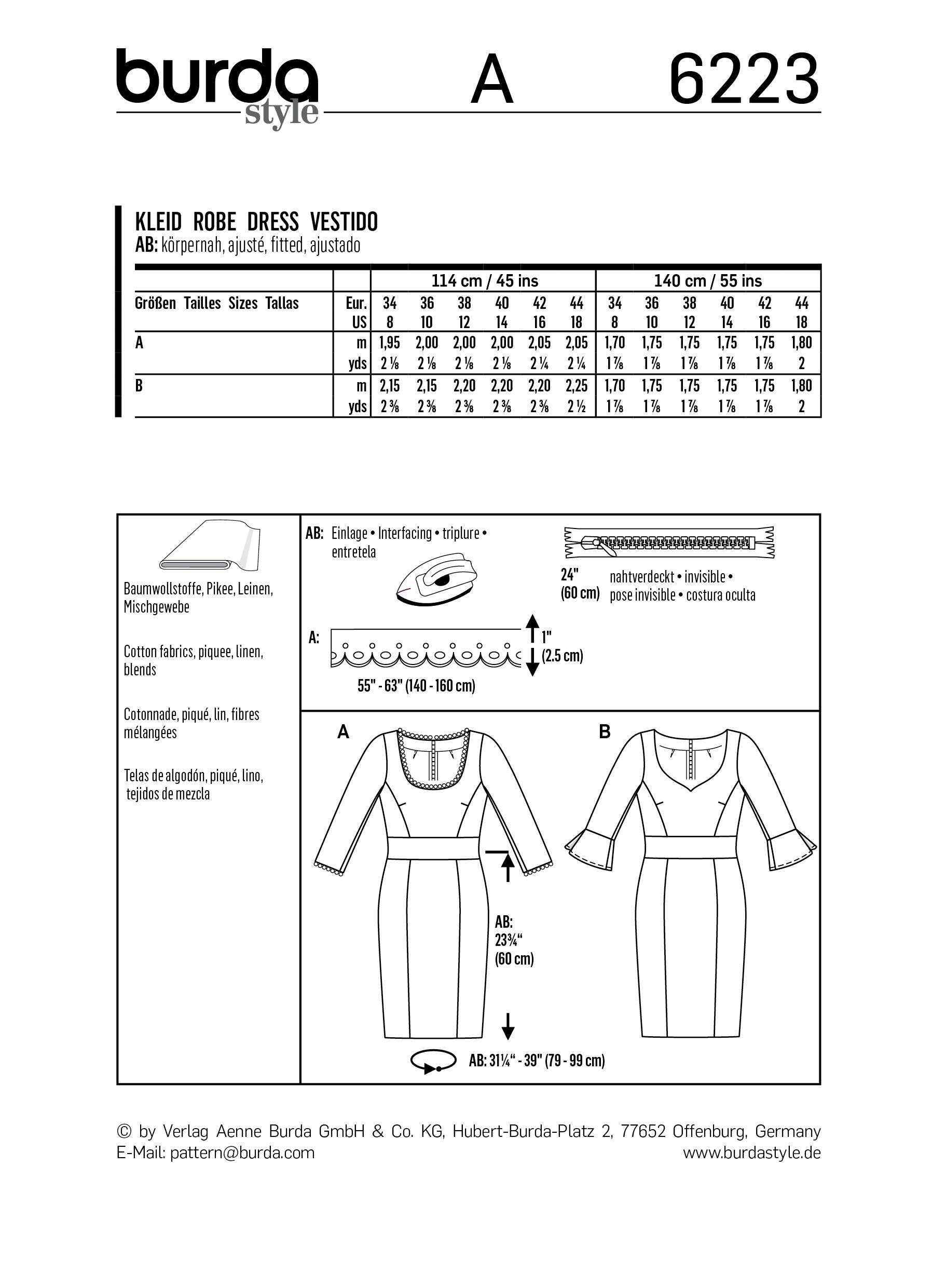 Burda B6223 Dress Sewing Pattern