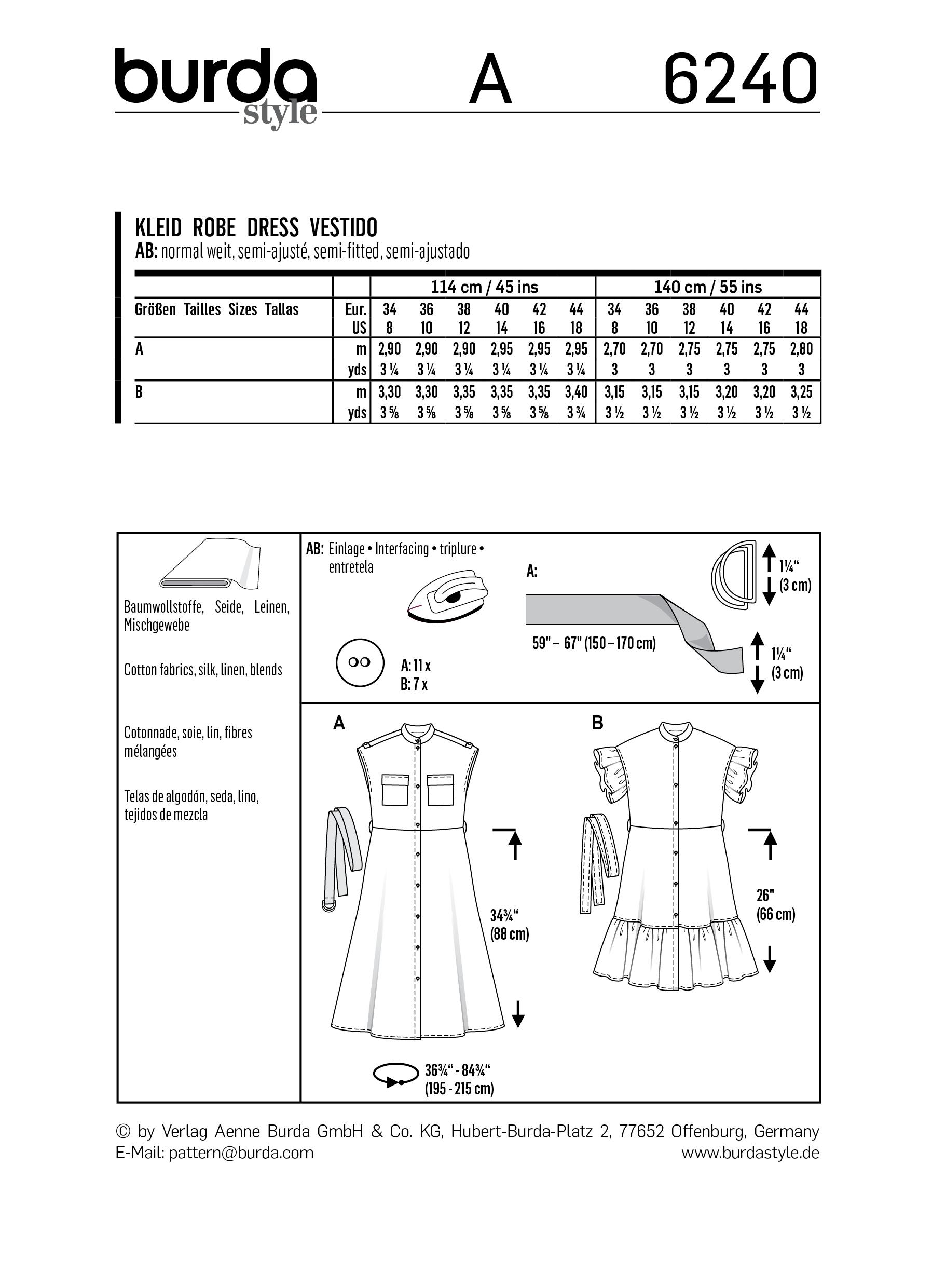 Burda B6240 Dress Sewing Pattern