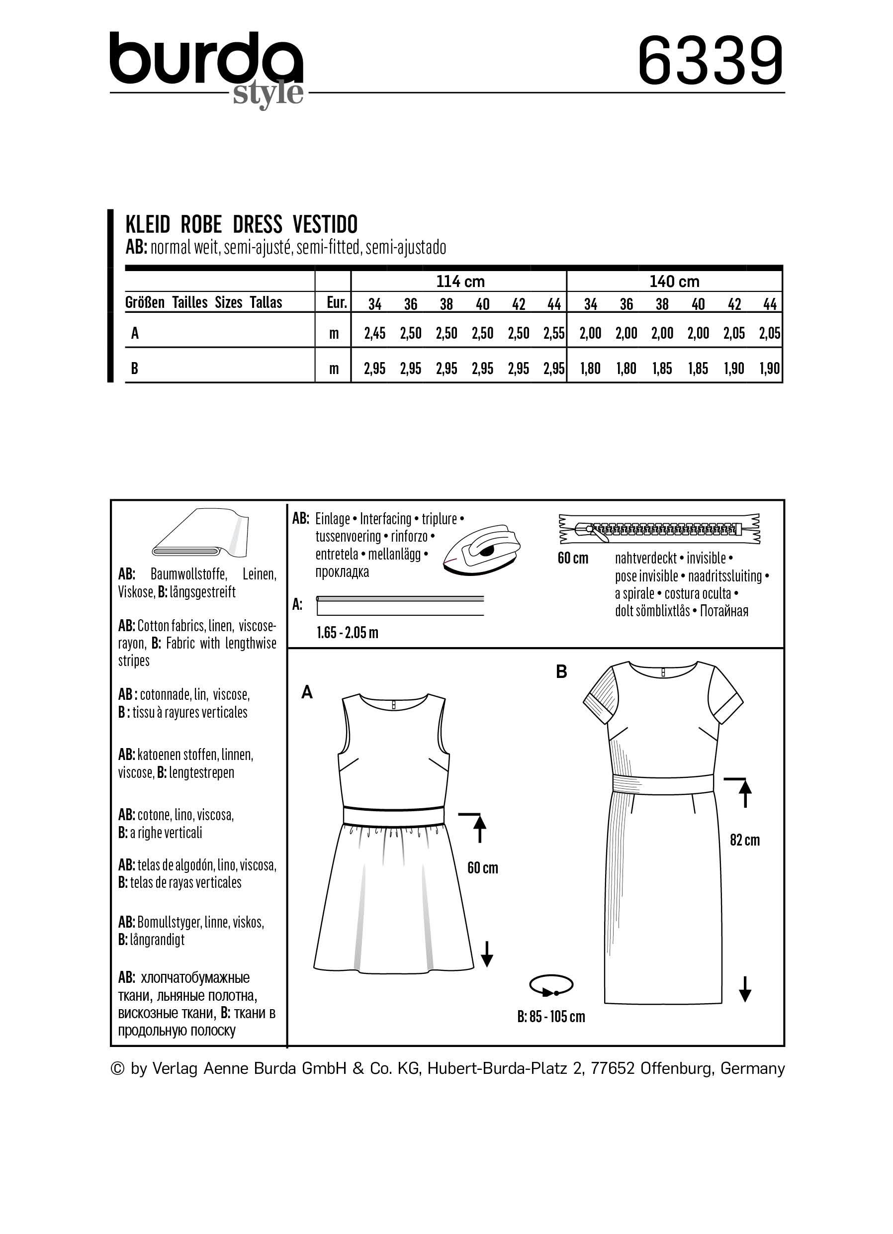 Burda 6339 Misses' dress with waistband